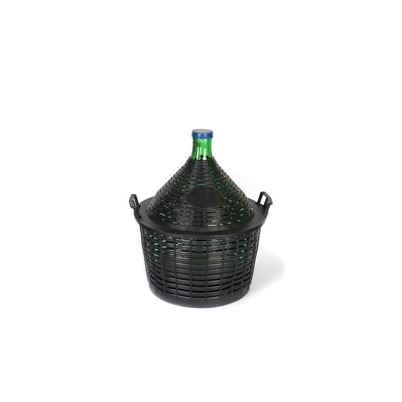 Butelie cu balon de 20 l, gât îngust, sticlă, verde, gură: capac cu clapetă