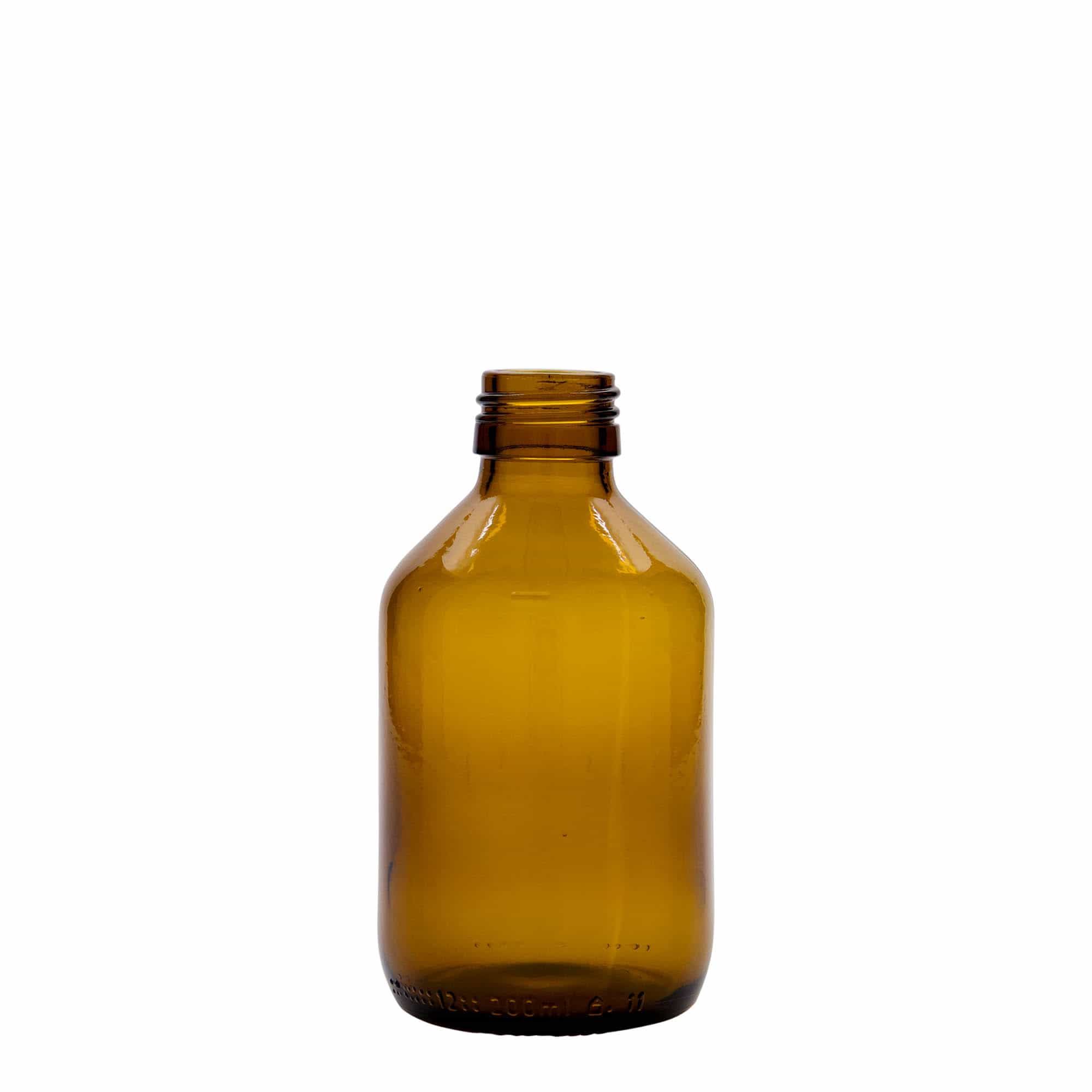 200 ml sticlă medicală, maro, sticlă, gât: PP 28