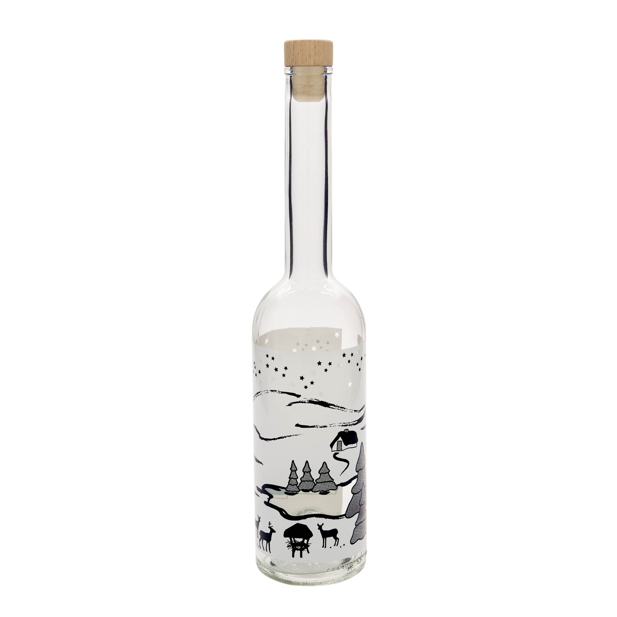 Sticlă de sticlă de 500 ml „Opera”, motiv: Vis de iarnă-Bianco, gât: plută Sticlă de sticlă de 500 ml „Opera”, motiv: Vis de iarnă-Bianco, gât: plută