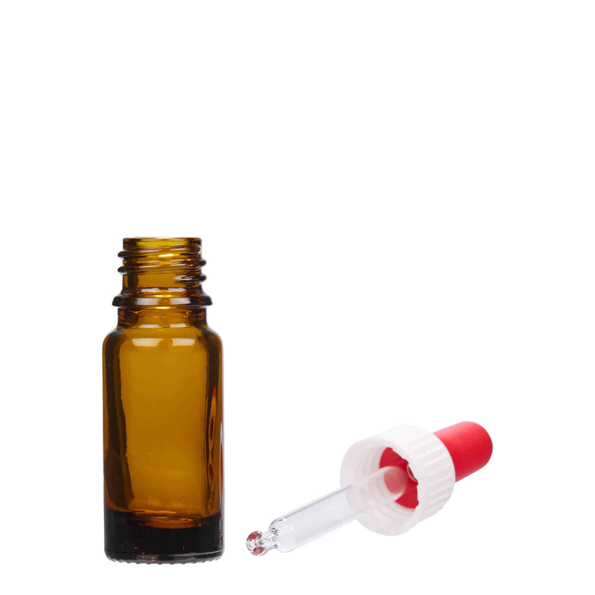 Flacon cu pipetă 10 ml, medicină, sticlă, maro, gura: DIN 18