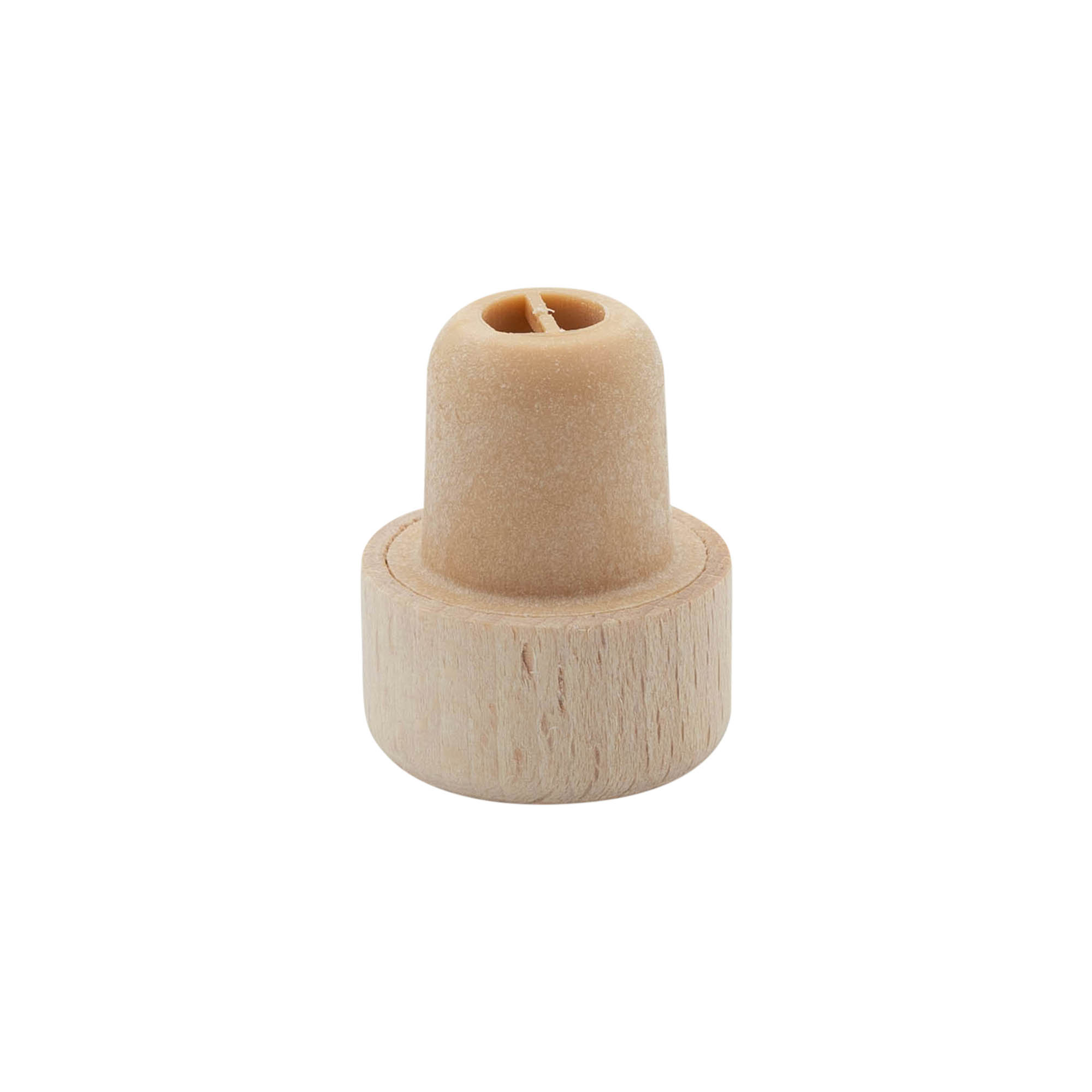 Dop cu mâner și deschidere dozatoare de 19 mm, lemn/plastic, bej, pentru gura: dop Dop cu mâner și deschidere dozatoare de 19 mm, lemn/plastic, bej, pentru gura: dop