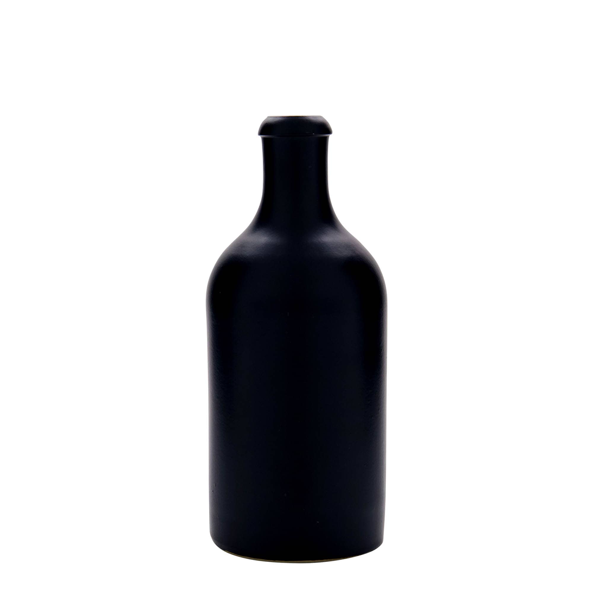 500 ml ulcior de lut, ceramică, negru, gura: plută