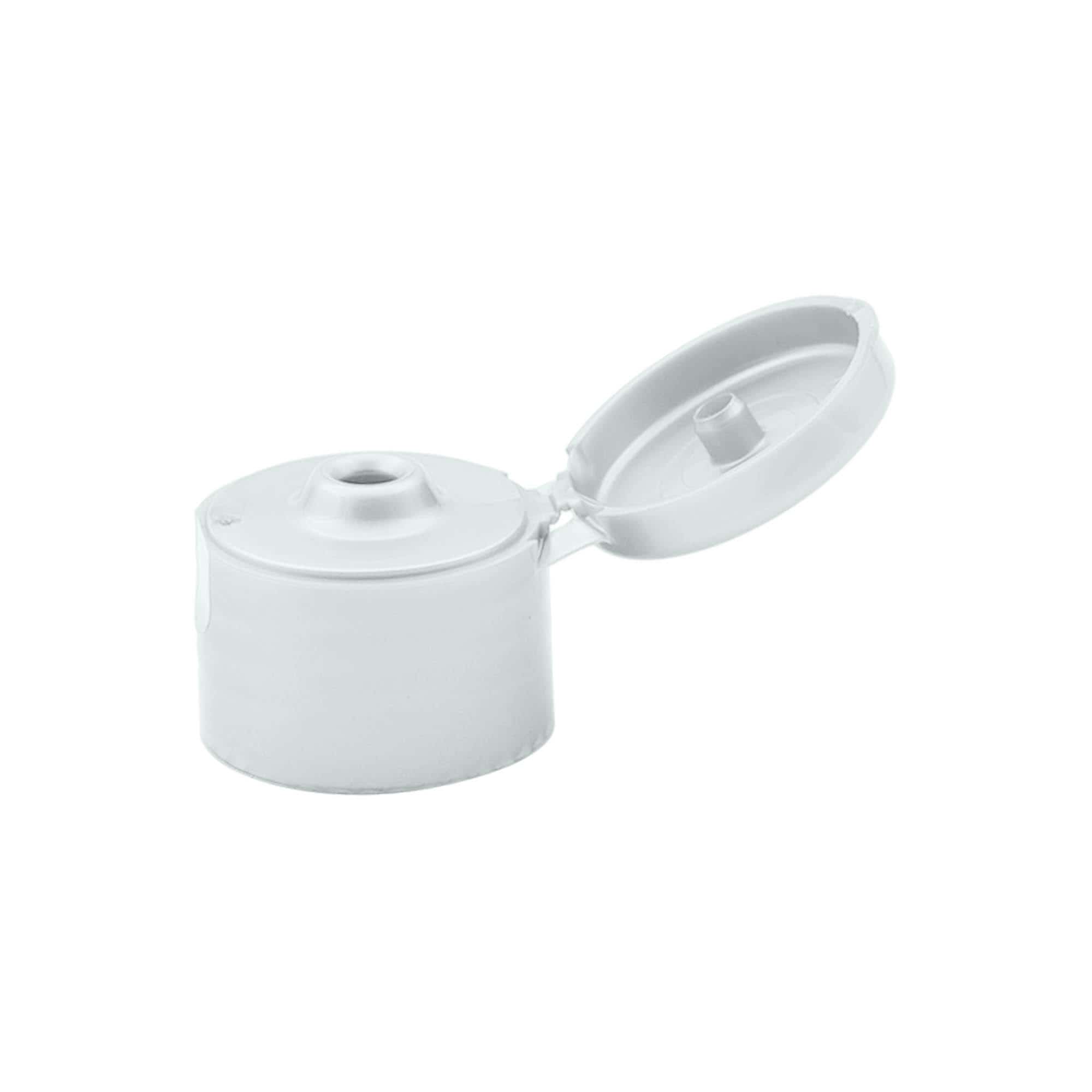 Capac cu filet și balama rabatabilă, plastic PP, argintiu, pentru gura: 24/410