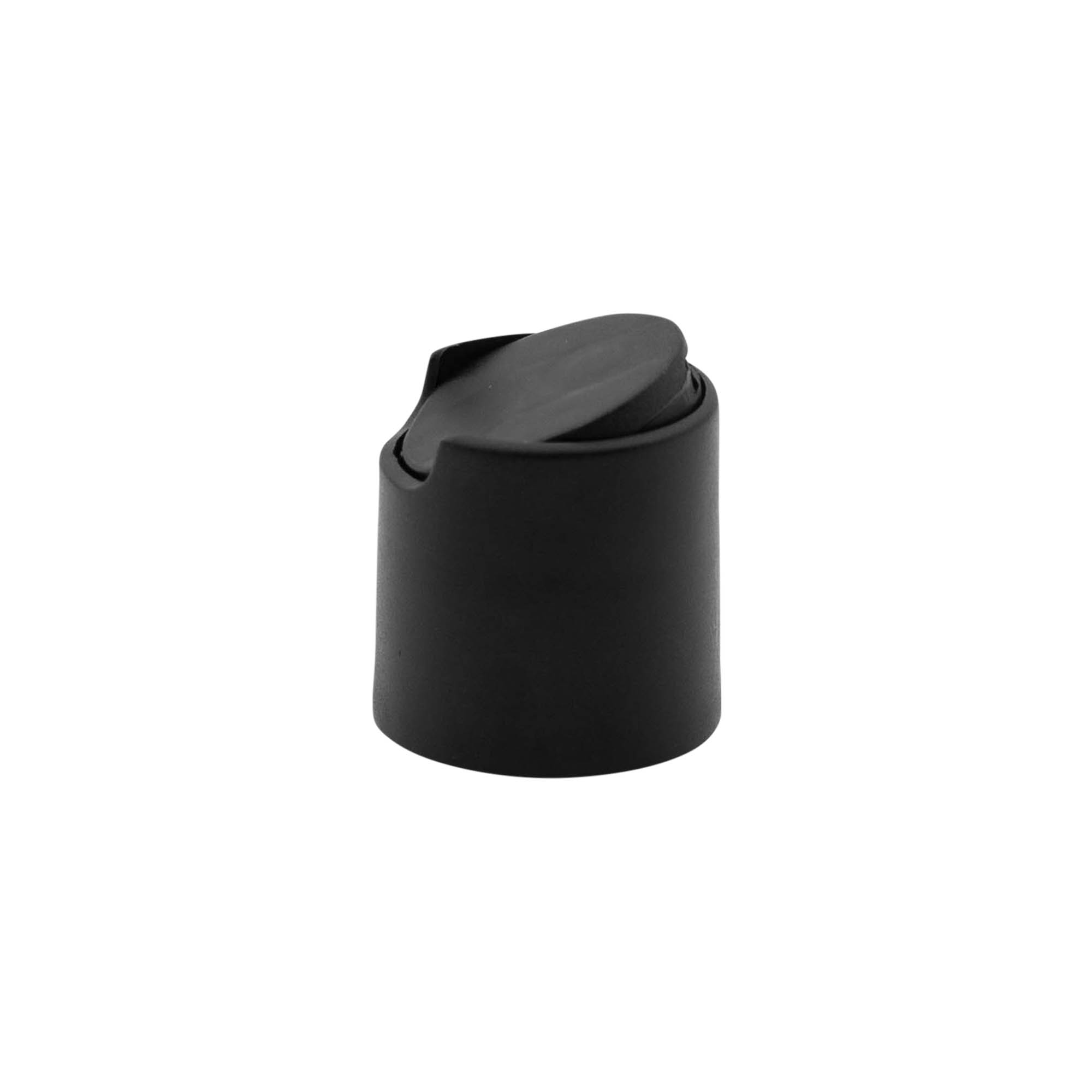 Capac cu filet Disc Top, plastic PP, negru, pentru gura: 24/410