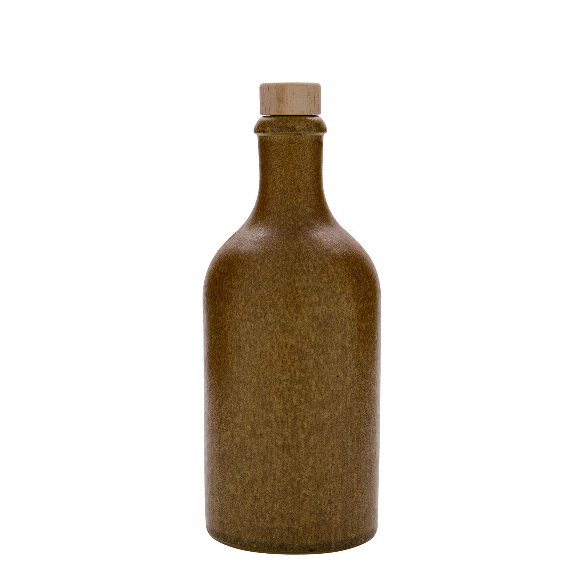 500 ml ulcior de lut, ceramică, maro-cristal, gura: dop de plută