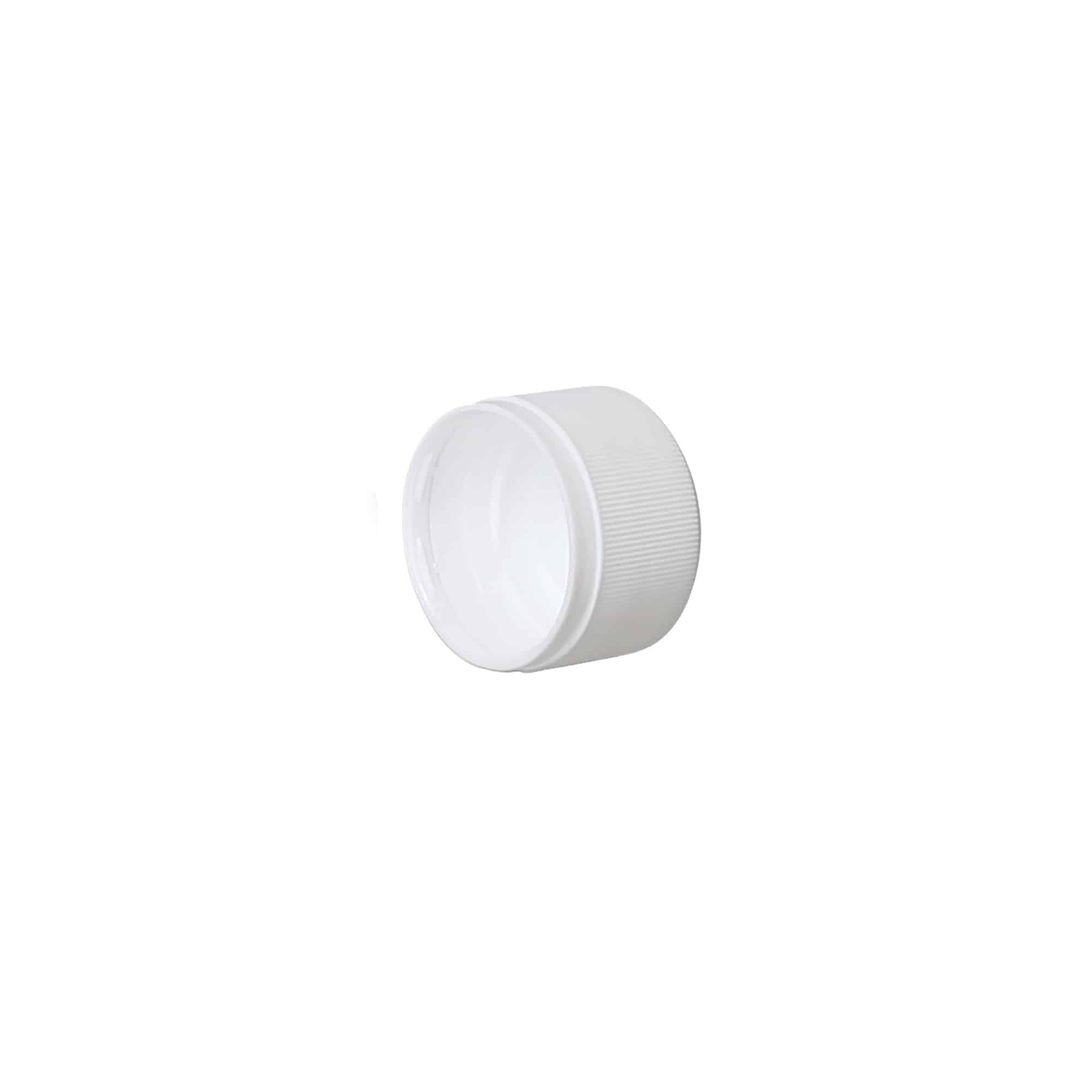 Capac cu filet varianta A, plastic PP, alb, pentru gura: PP 28