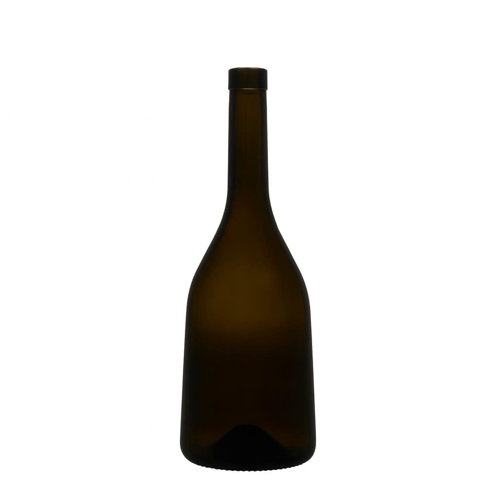 Sticlă de sticlă de 750 ml „Rustica”, verde antic, gura: dop