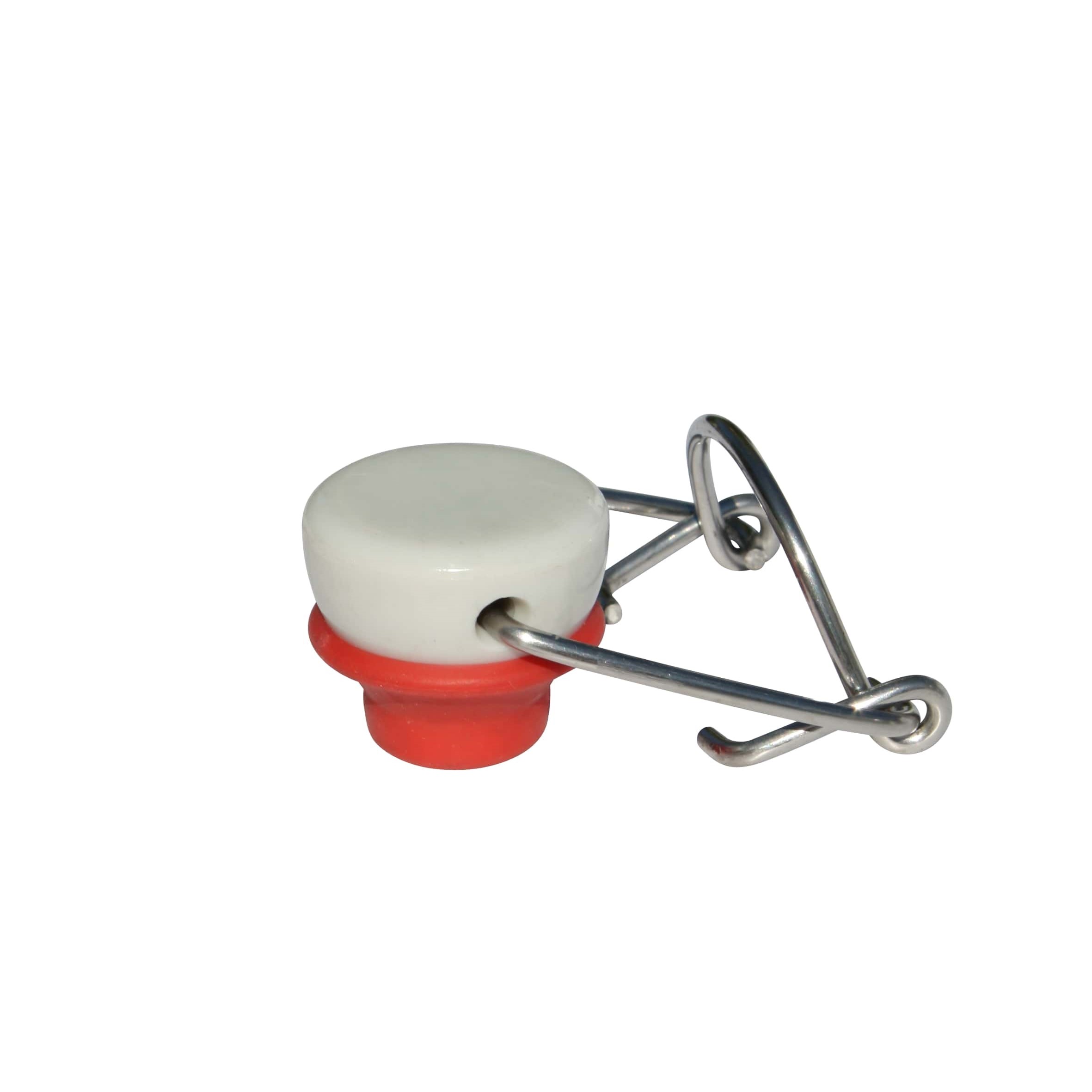 Închizător cu clemă mărime specială, plastic, roșu-alb Închizător cu clemă mărime specială, plastic, roșu-alb