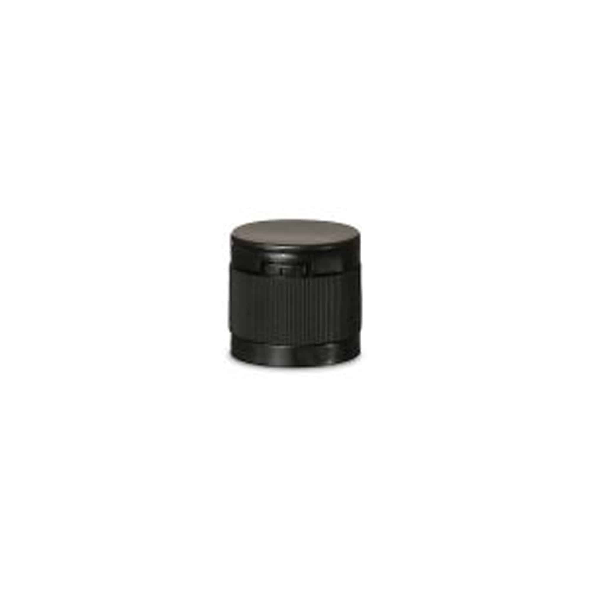 Capac cu filet și balama rabatabilă, plastic PP, negru, pentru gură: DIN 18
