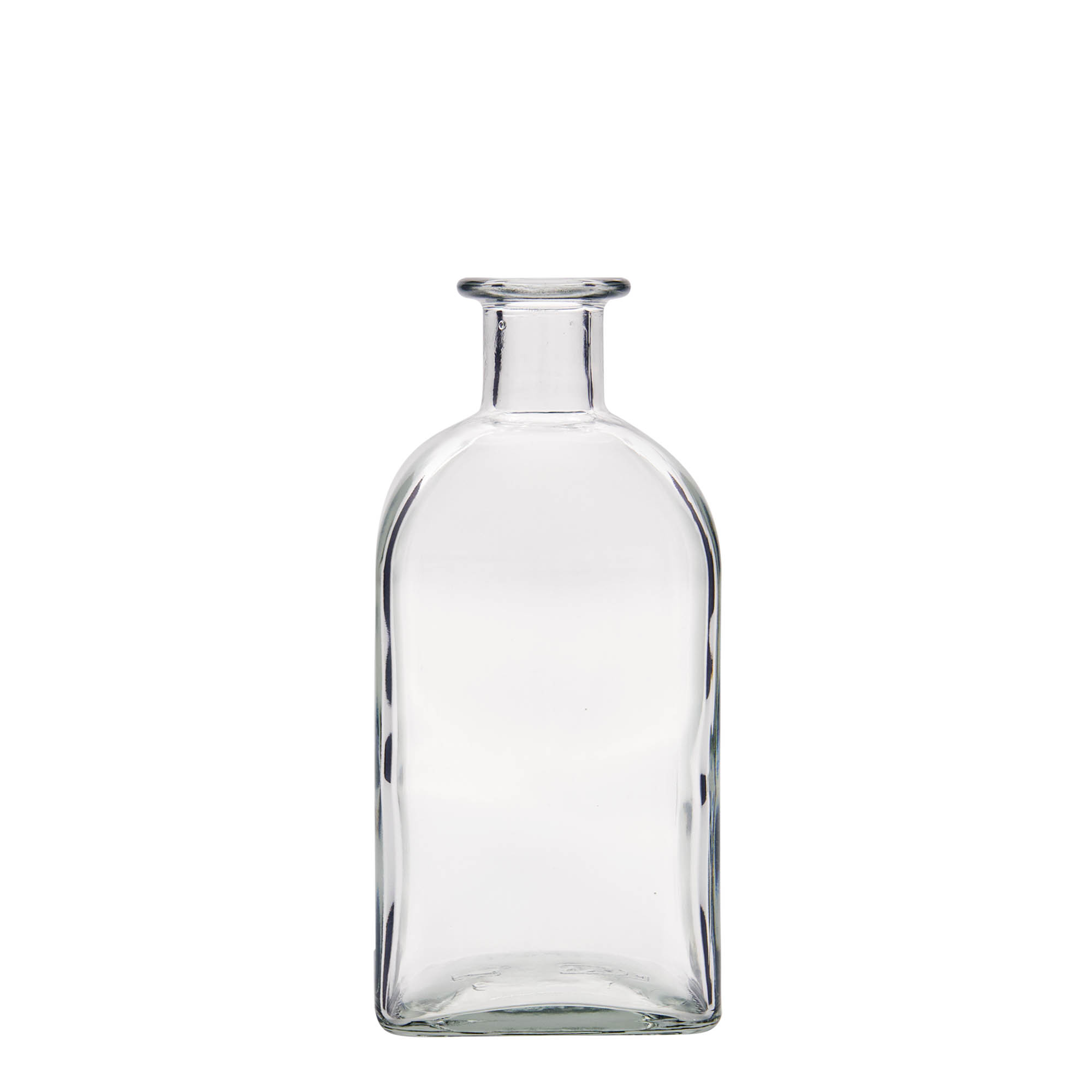 Sticlă de 500 ml din sticlă, farmacist Carré, pătrată, gura: plută