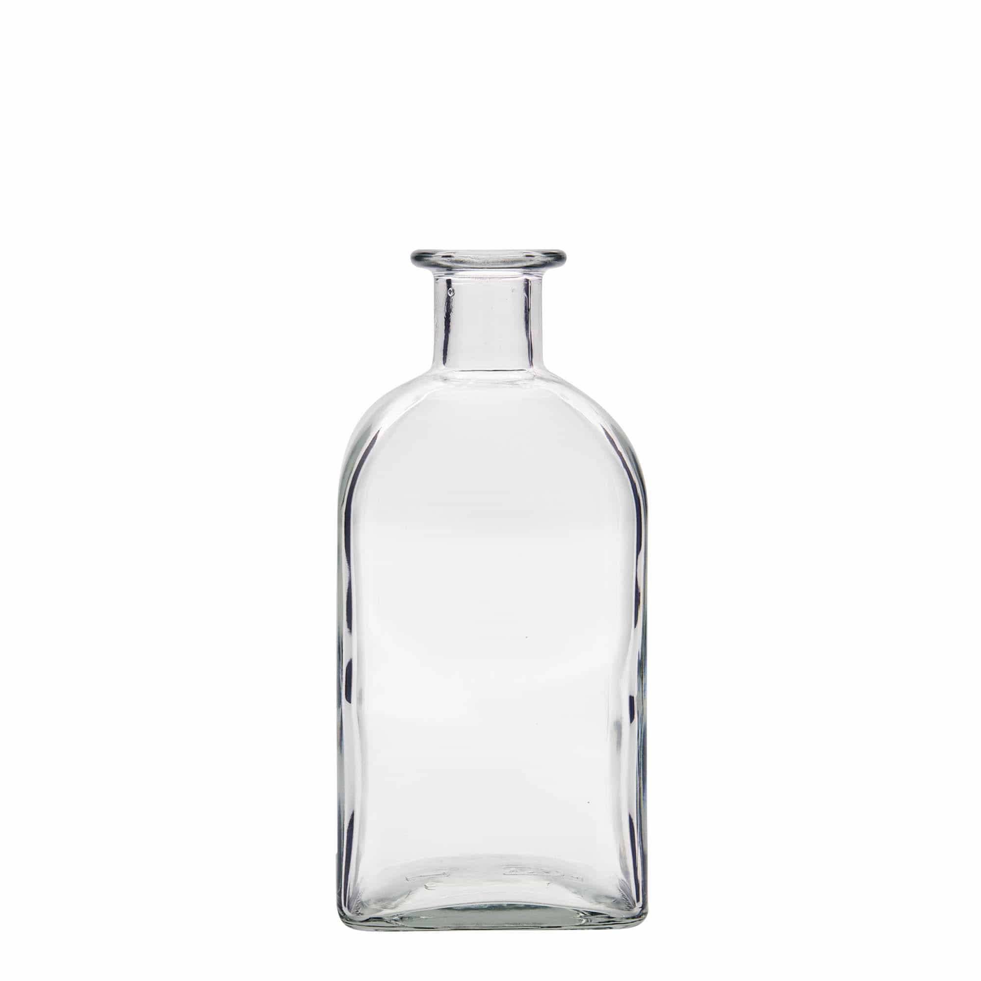 Sticlă de 500 ml din sticlă, farmacist Carré, pătrată, gura: plută