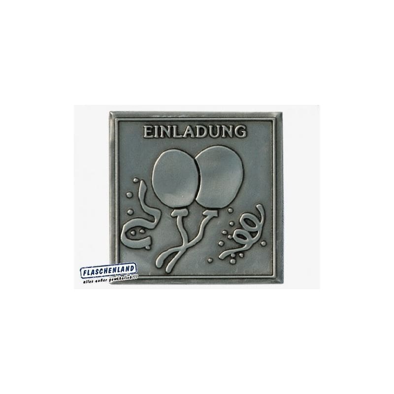 Etichetă din tablă „Invitație”, pătrată, metal, argintiu