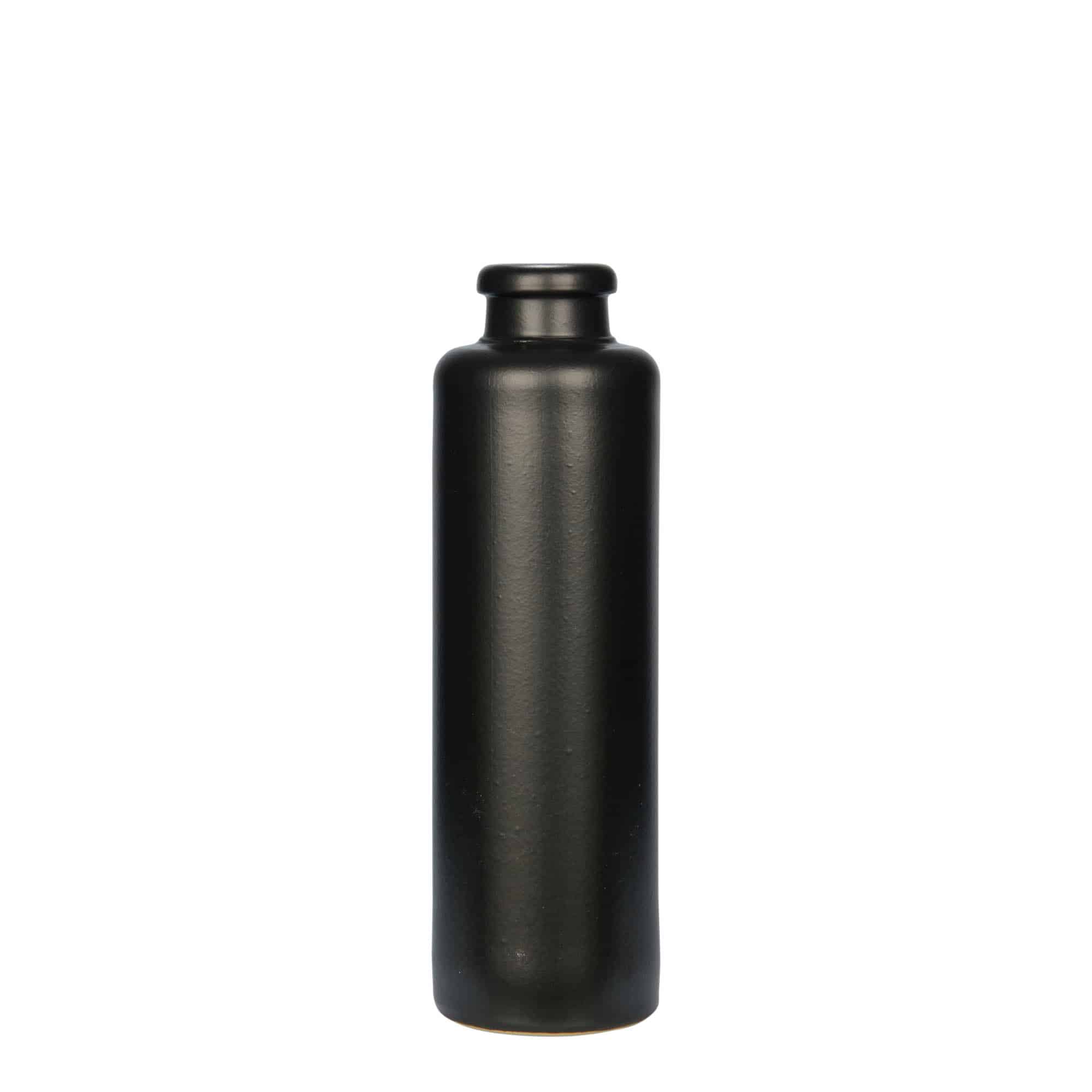 200 ml ulcior de lut, ceramică, negru, gură: plută