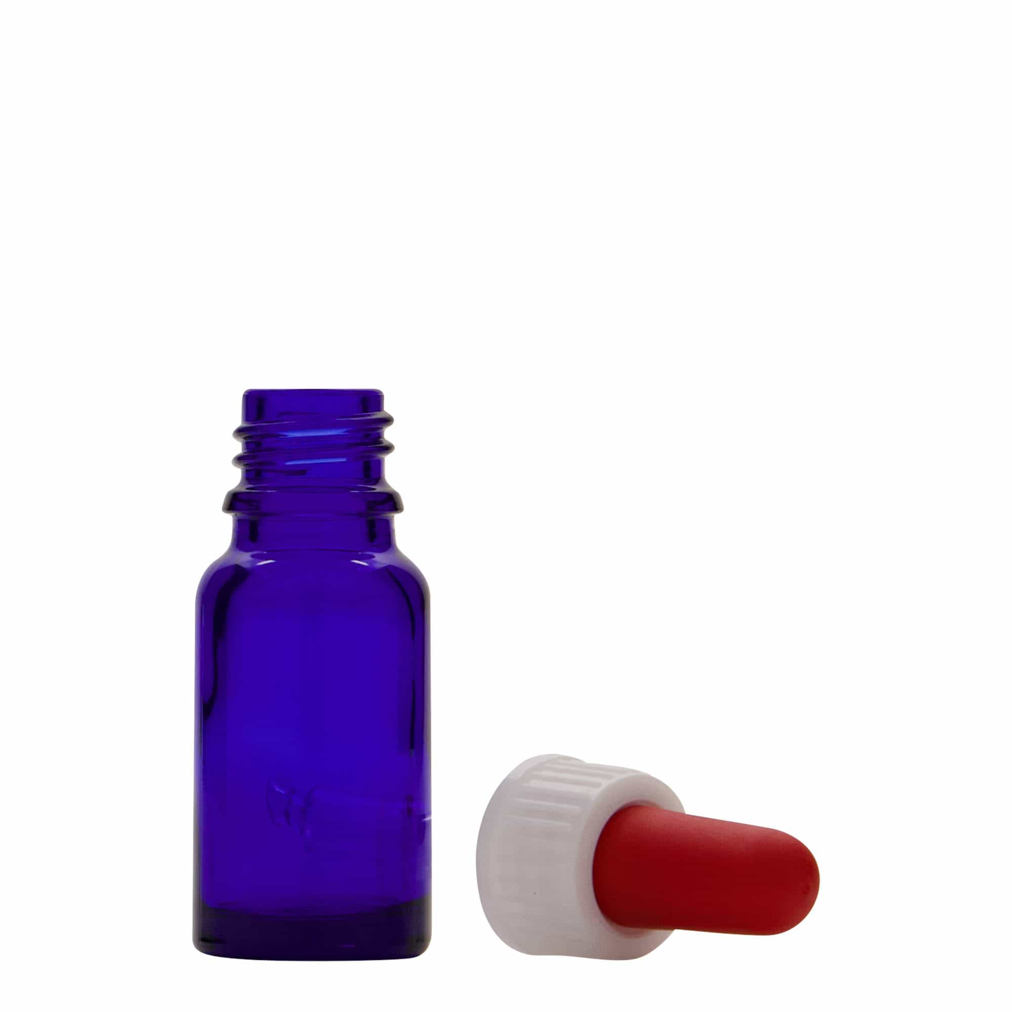 Flacon cu pipetă 10 ml Medicină, sticlă, albastru regal-roșu, gura: DIN 18