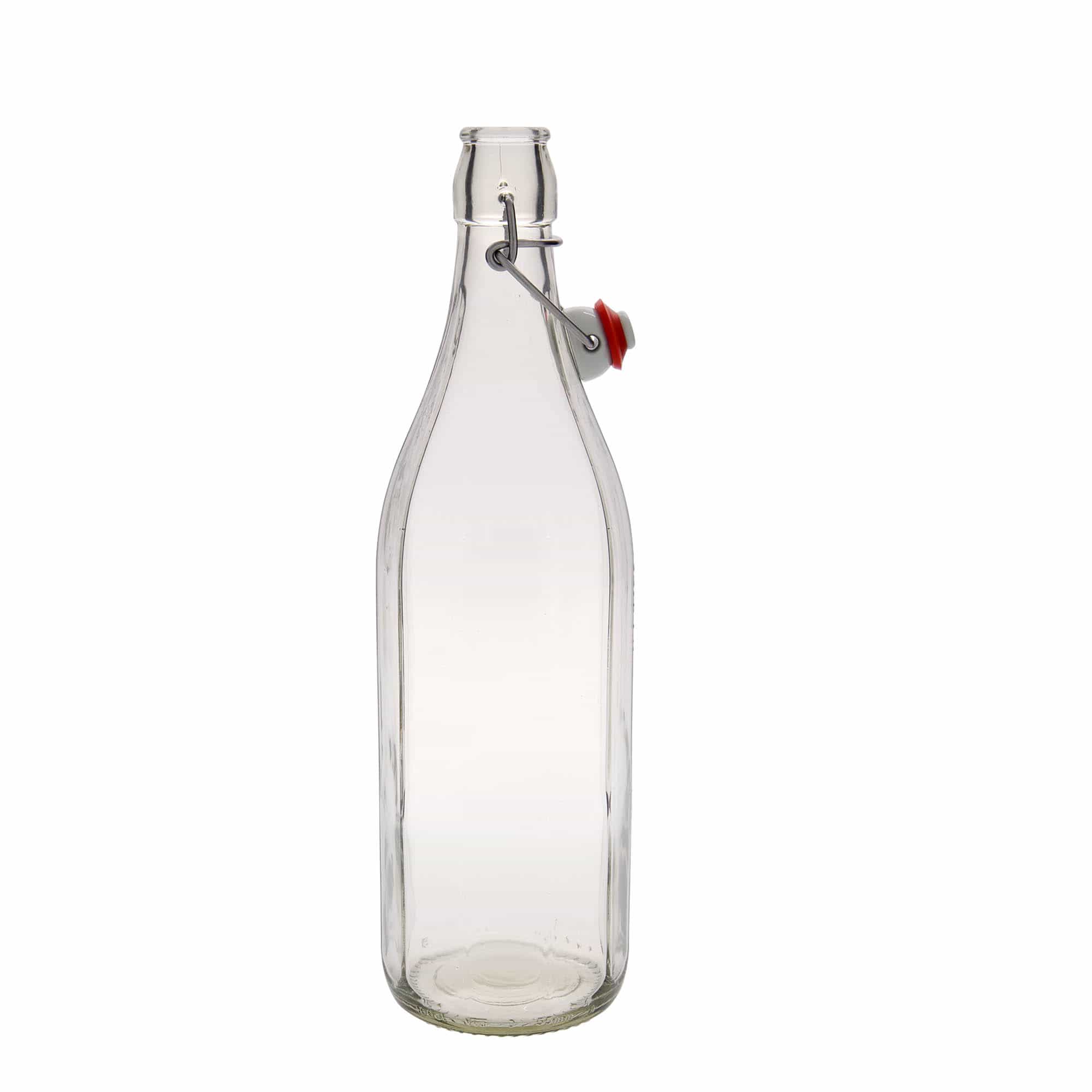 Sticlă de sticlă 1.000 ml „Bravo” #, cu zece colțuri, gură: închidere cu clemă