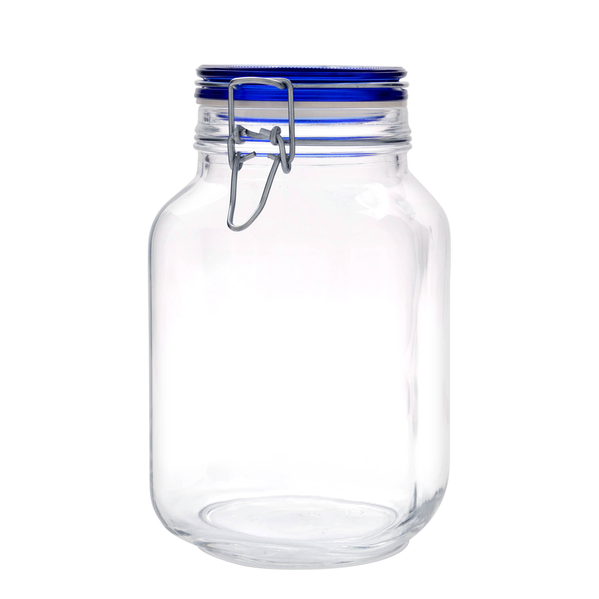 2.000 ml borcan cu clemă metalică „Fido” capac albastru, pătrat, gura: închidere cu clemă metalică