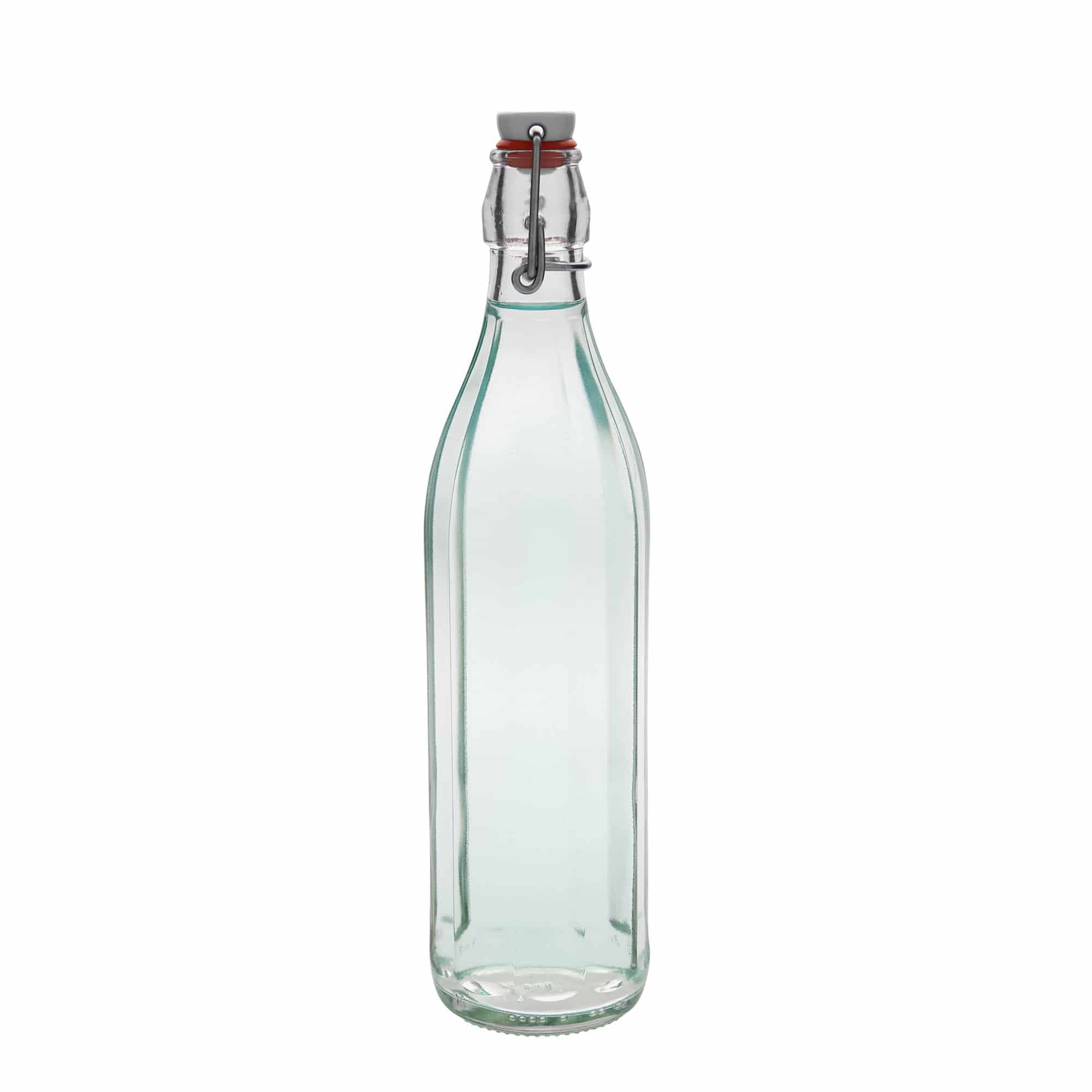 Sticlă de sticlă de 750 ml „Bravo”, cu zece colțuri, gât: închidere cu clemă