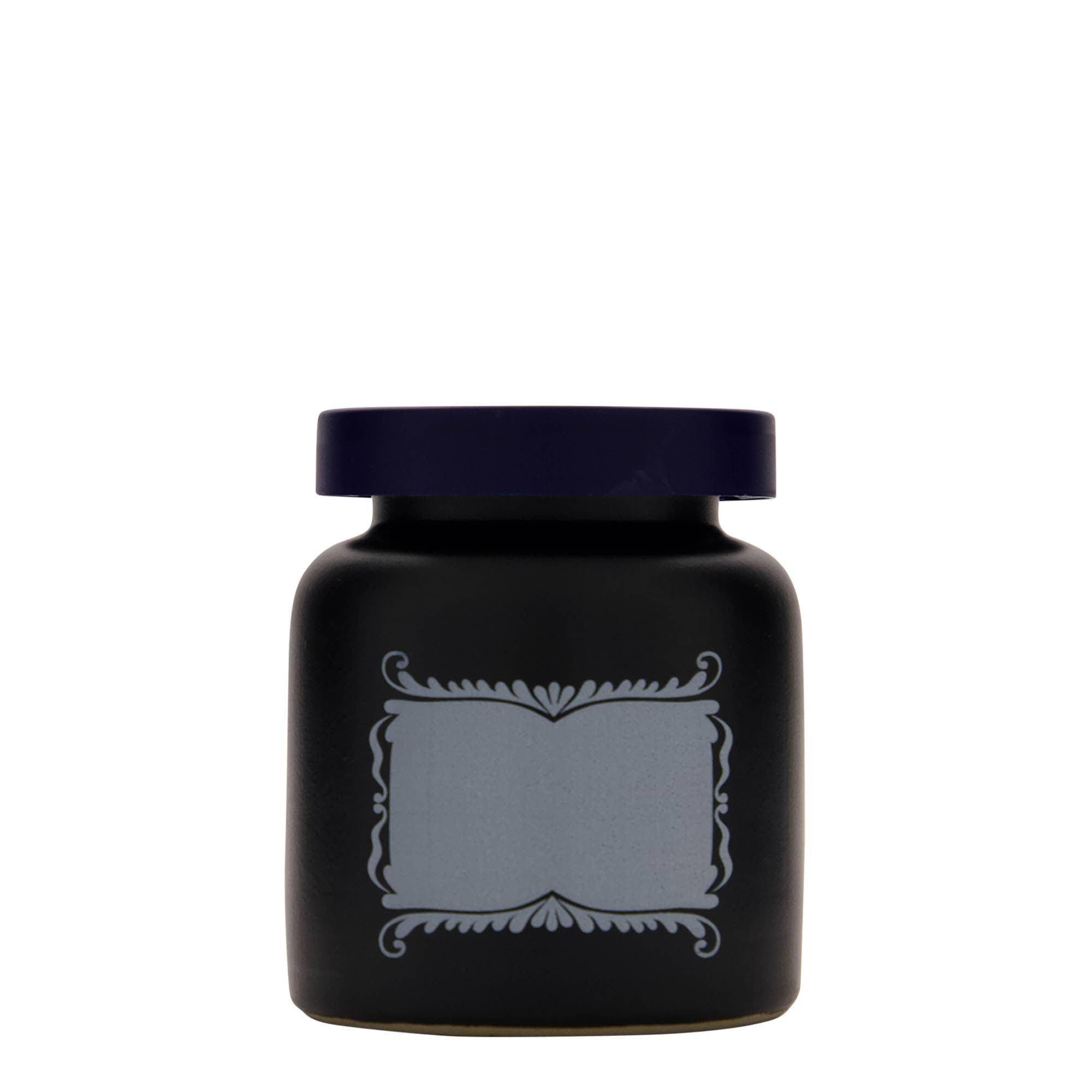 270 ml vas din ceramică de gresie, motiv: câmp pentru etichetă, ceramică, negru, gură: capac cu filet