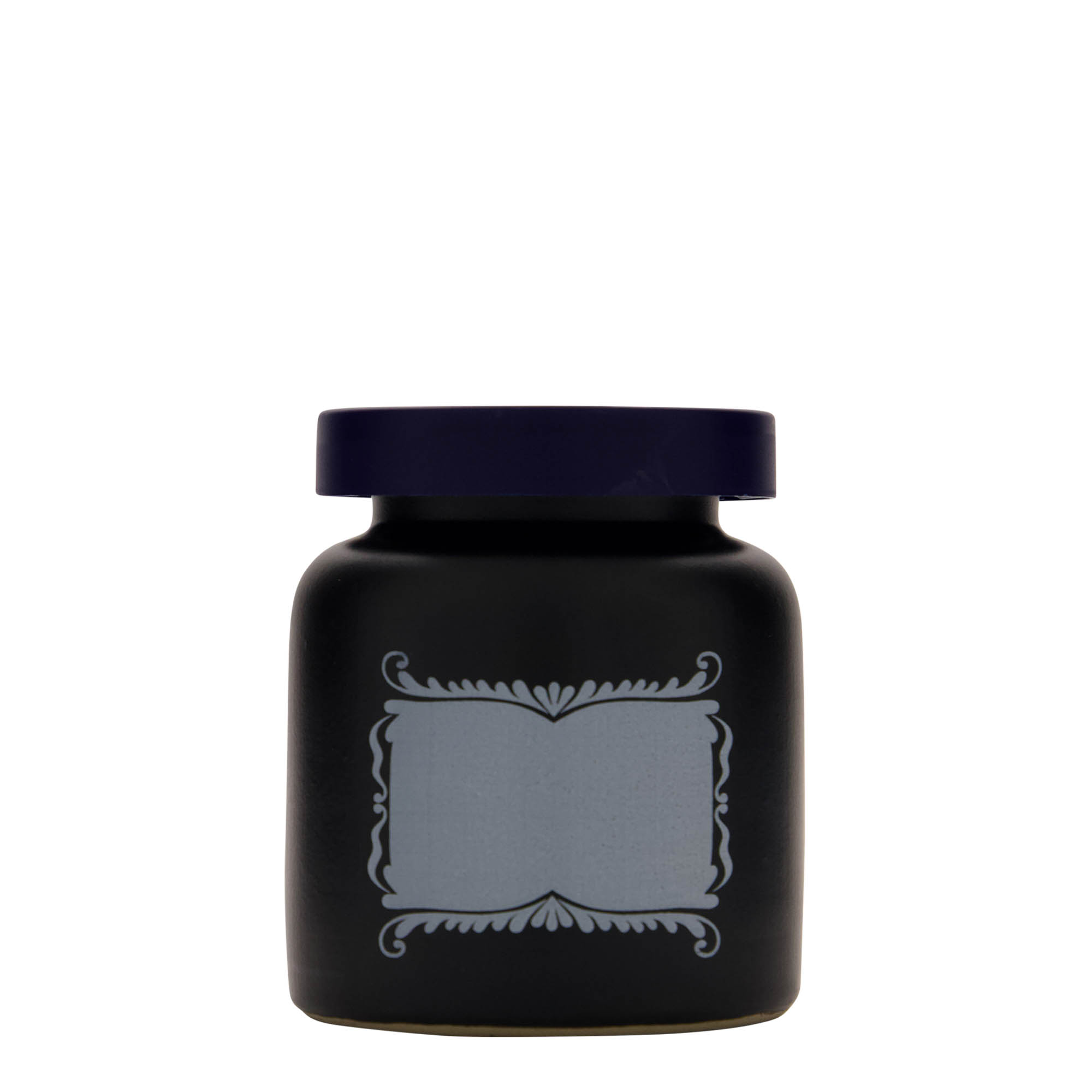 270 ml vas din ceramică de gresie, motiv: câmp pentru etichetă, ceramică, negru, gură: capac cu filet
