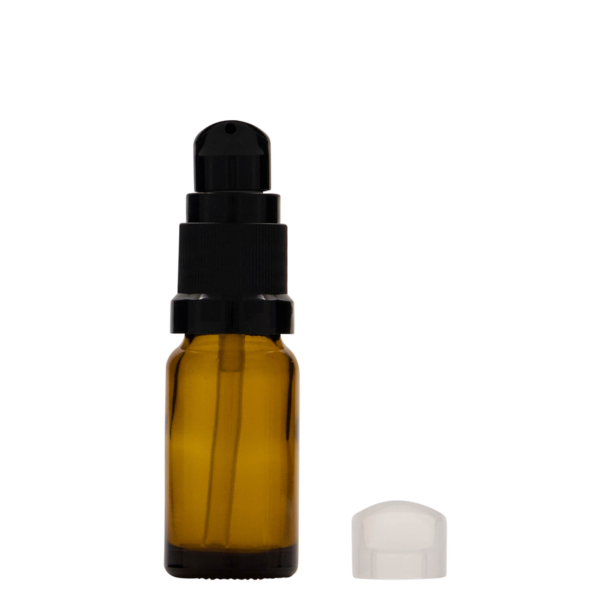 Flacon medical de 10 ml cu pompă pentru loțiune, sticlă, maro, gura: DIN 18