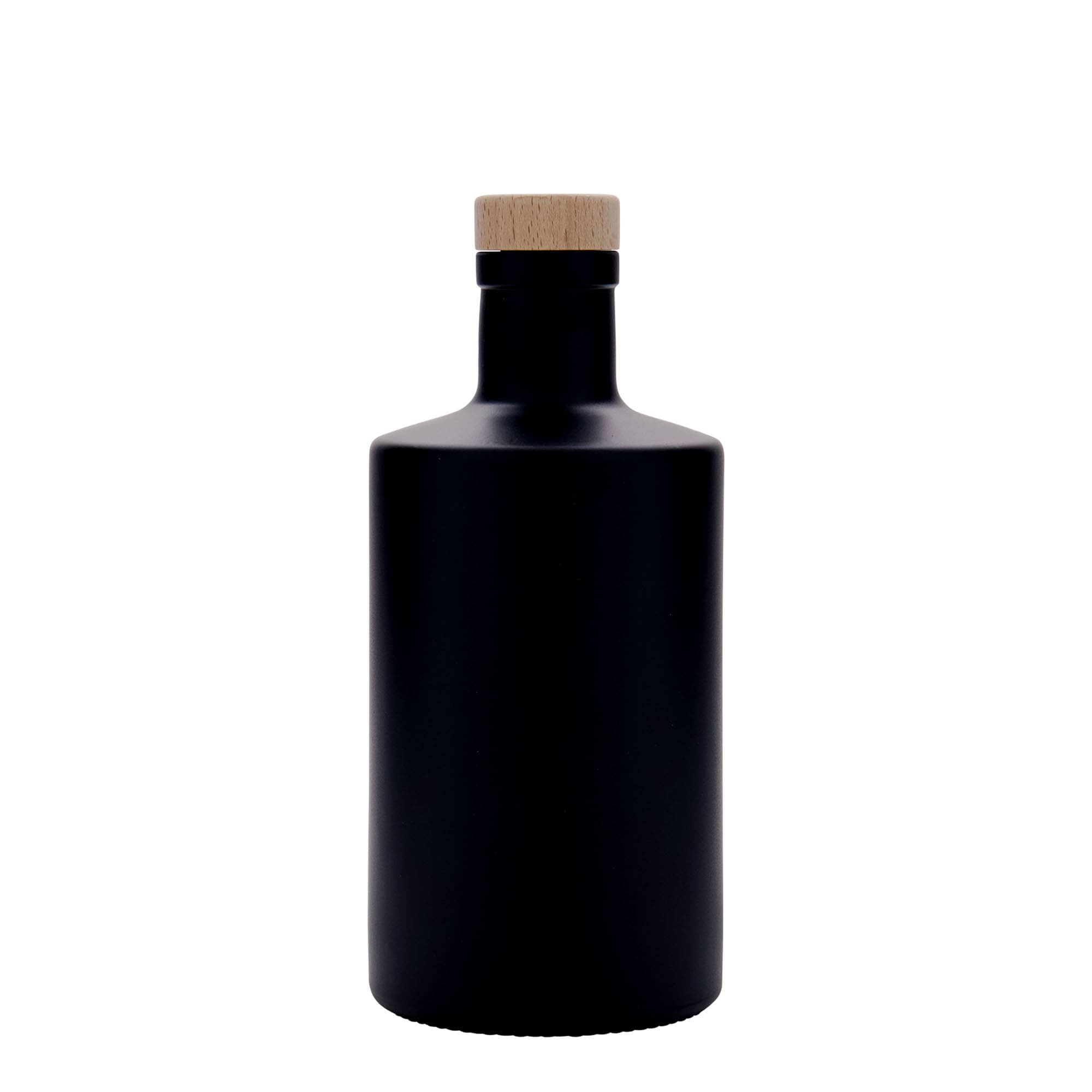 Sticlă de sticlă de 500 ml „Caroline”, neagră, gura: dop de plută