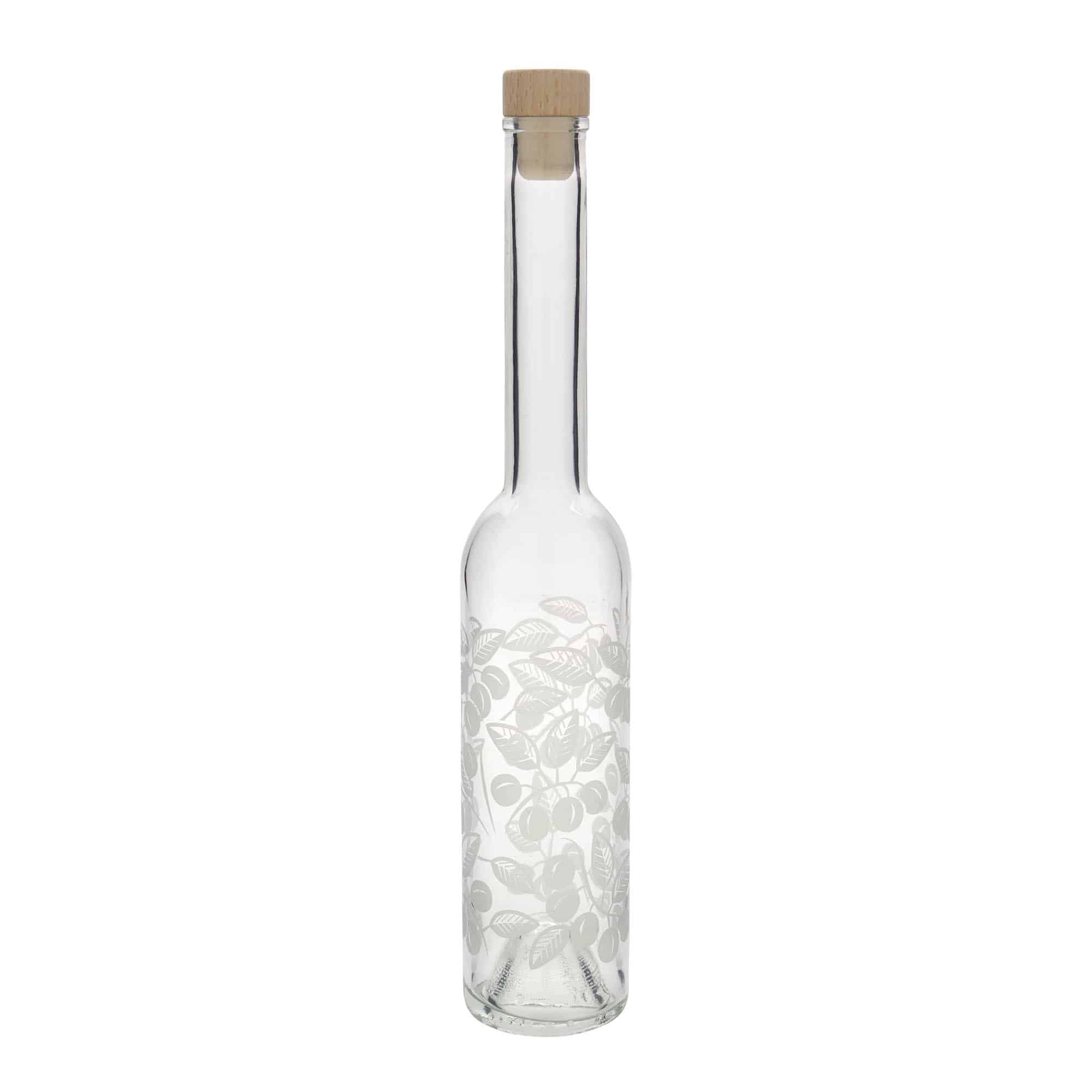 Sticlă de sticlă de 350 ml „Opera”, motiv: prună mirabel, gura: dop de plută