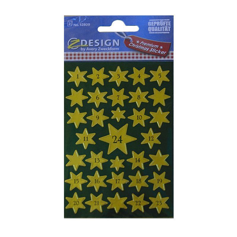 Zweckform autocolante „Calendar de Advent 1-24”, hârtie, auriu Zweckform autocolante „Calendar de Advent 1-24”, hârtie, auriu