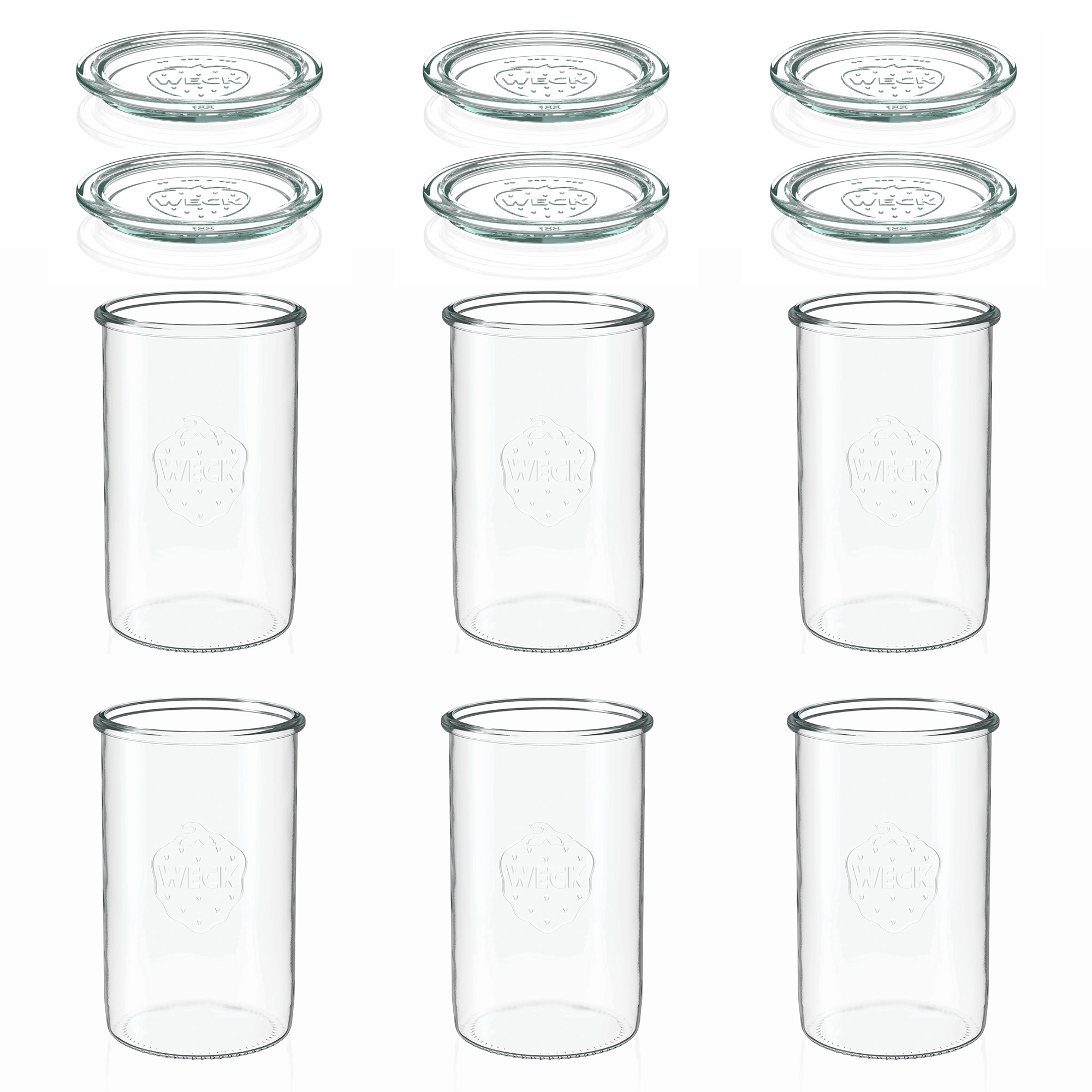 6x 1000 ml borcan WECK cu gura largă cu capac de sticlă RR 100