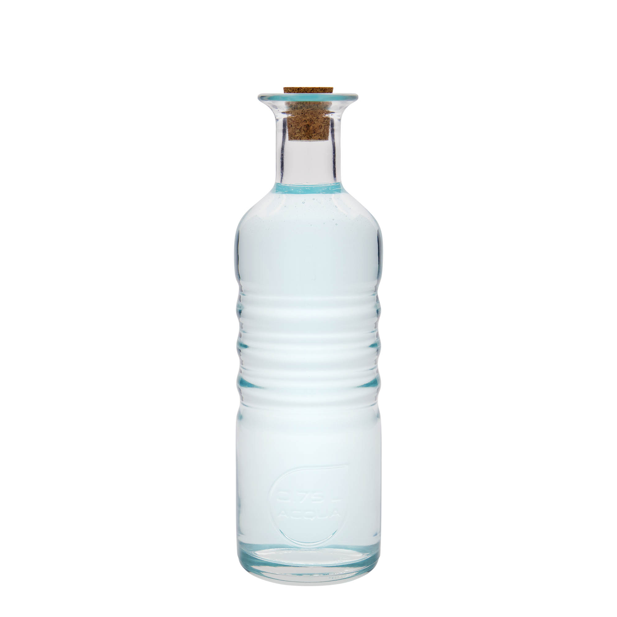 Sticlă de sticlă de 750 ml „Optima Acqua”, gura: plută Sticlă de sticlă de 750 ml „Optima Acqua”, gura: plută