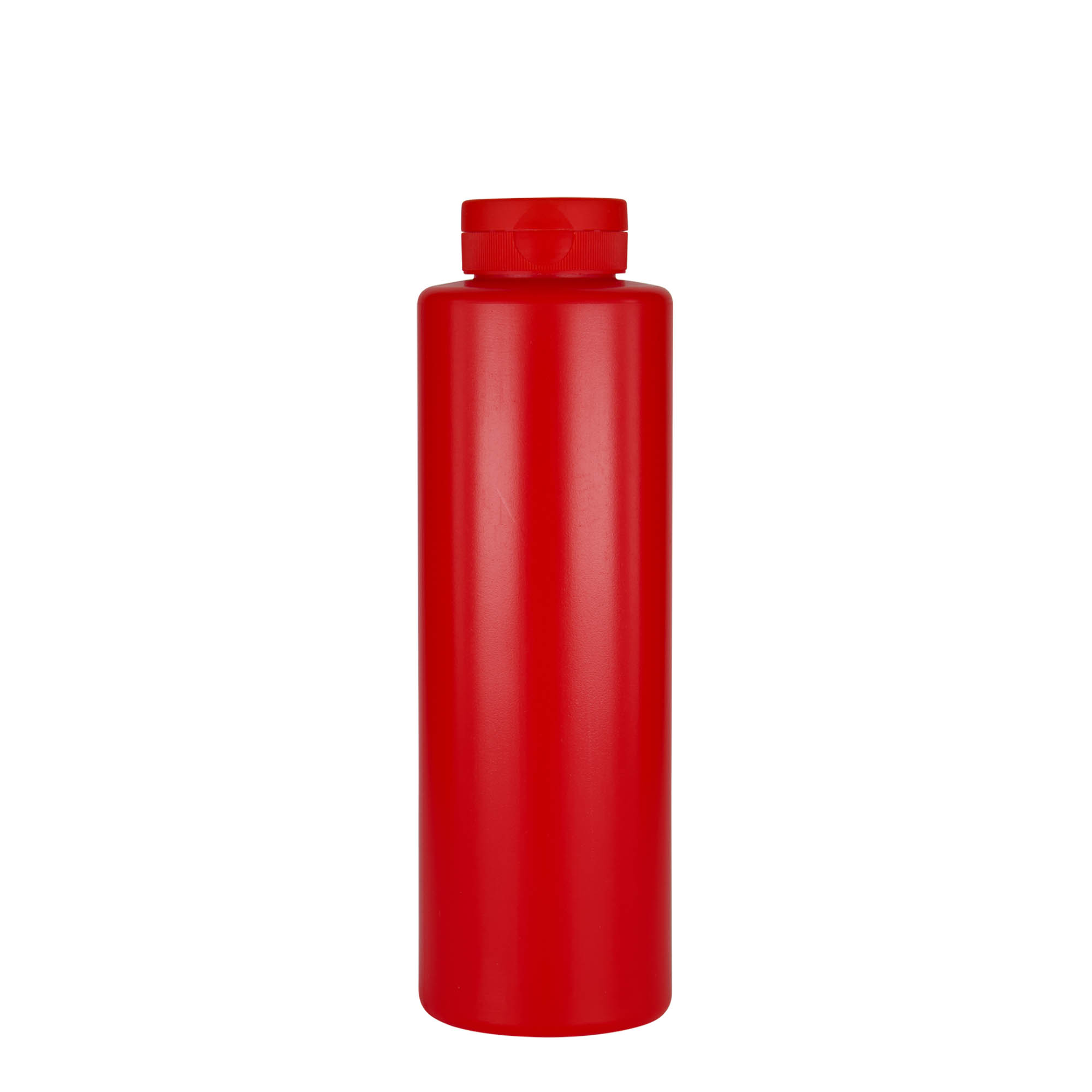 Sticlă pentru sos de 500 ml, plastic LDPE, roșu, gura: 38/400 Sticlă pentru sos de 500 ml, plastic LDPE, roșu, gura: 38/400