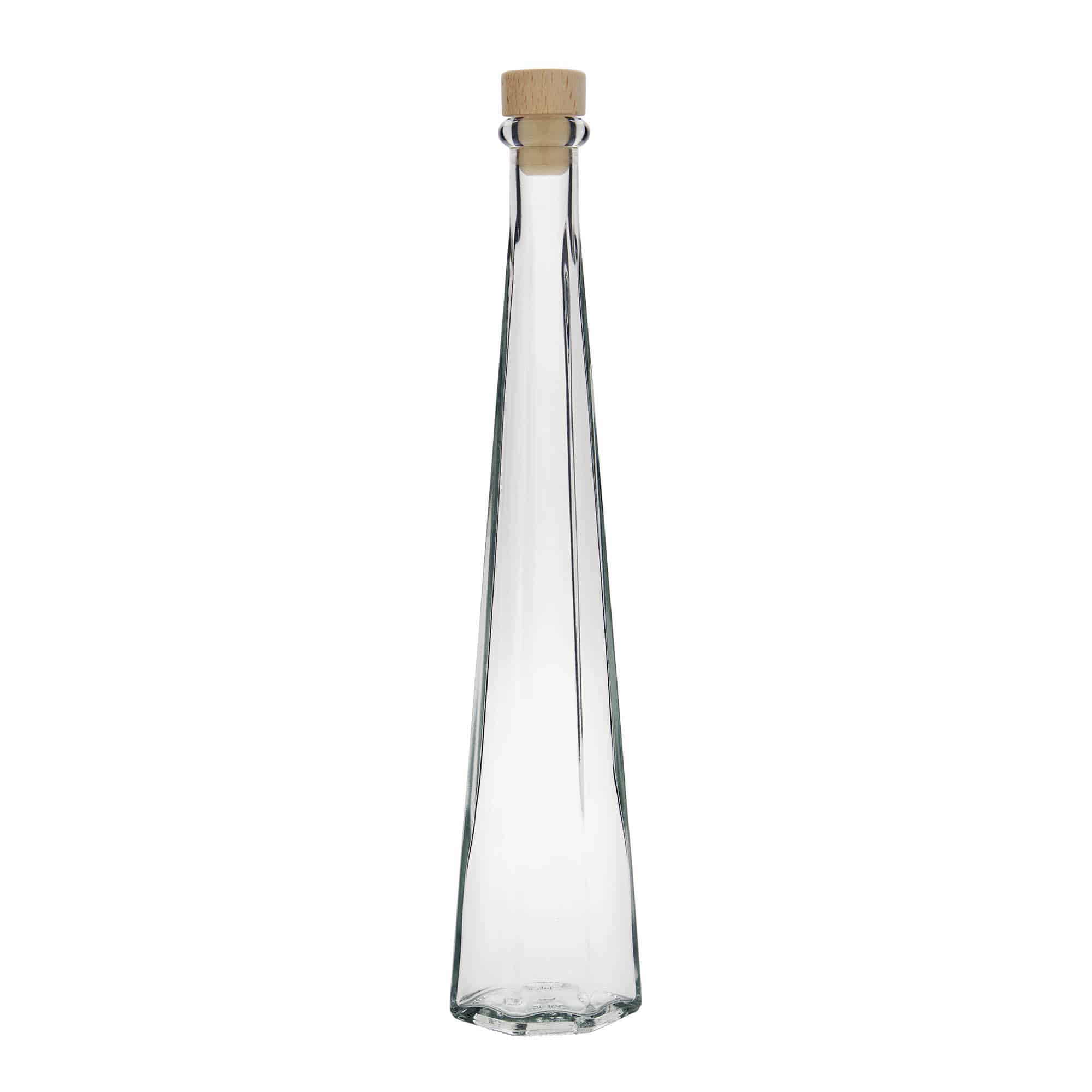 Sticlă de sticlă de 200 ml „Dama Sexta”, hexagonală, gura: dop de plută