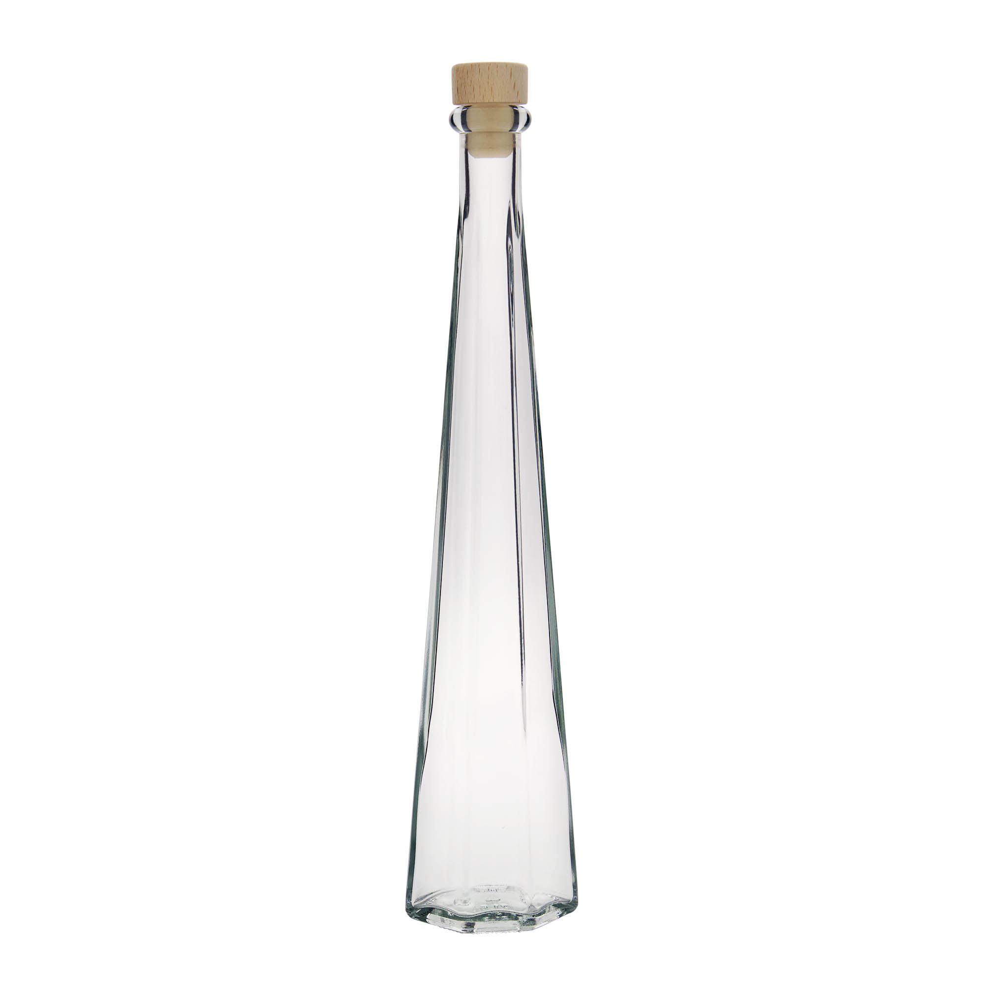 Sticlă de sticlă de 200 ml „Dama Sexta”, hexagonală, gura: dop de plută Sticlă de sticlă de 200 ml „Dama Sexta”, hexagonală, gura: dop de plută