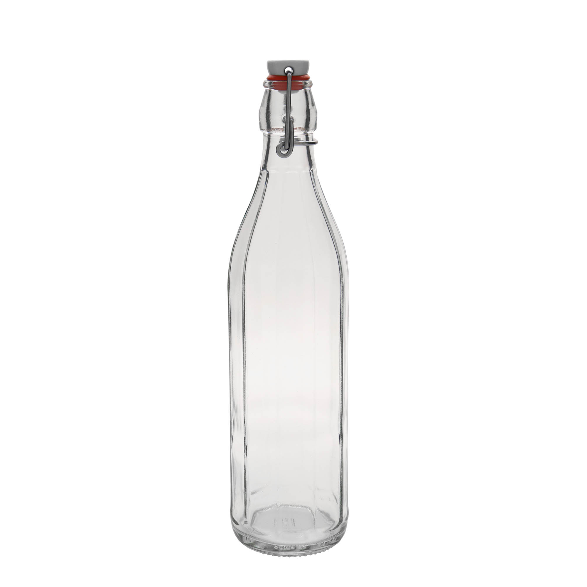 Sticlă de sticlă de 750 ml „Bravo”, cu zece colțuri, gât: închidere cu clemă Sticlă de sticlă de 750 ml „Bravo”, cu zece colțuri, gât: închidere cu clemă