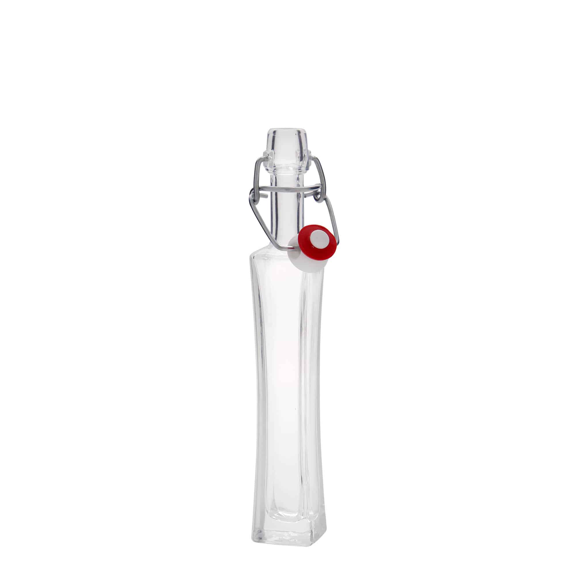 Sticlă de sticlă de 40 ml „Koko”, pătrată, gât: închidere cu clemă