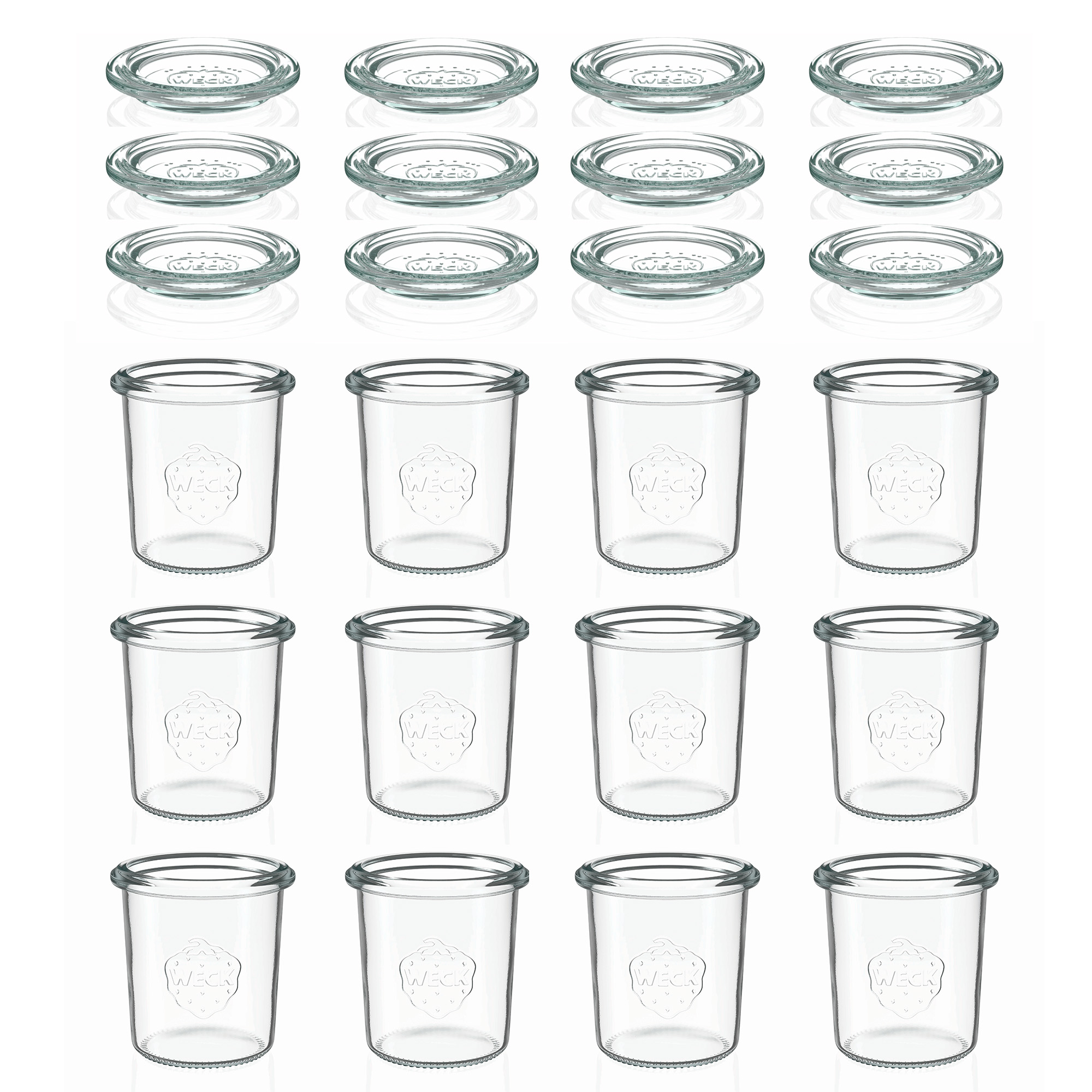 12x 160 ml borcan WECK cu gura largă cu capac de sticlă RR 60