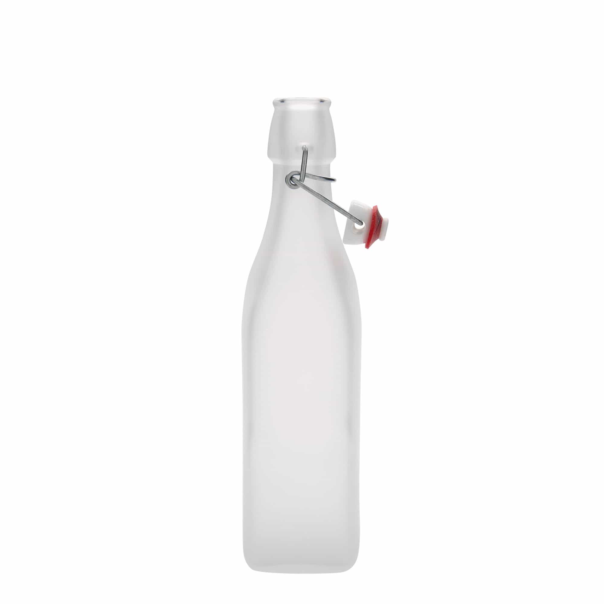 Sticlă de sticlă de 500 ml 'Swing, pătrată, albă, deschidere: închidere cu clemă Sticlă de sticlă de 500 ml 'Swing, pătrată, albă, deschidere: închidere cu clemă