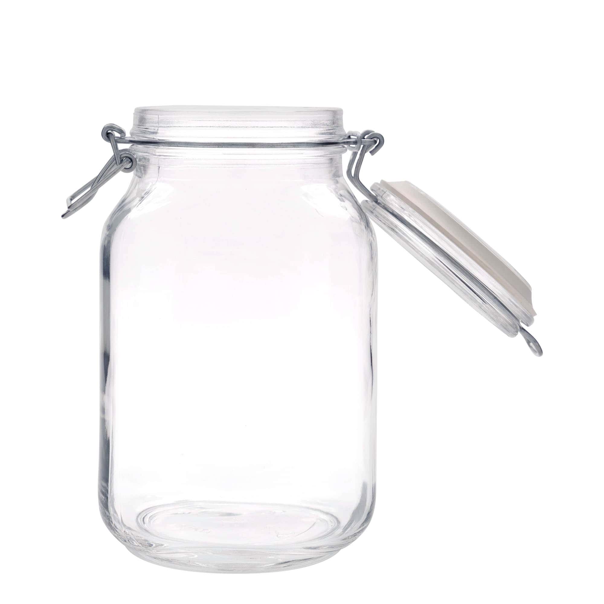 2.000 ml borcan cu clemă metalică „Fido”, pătrat, gura: închidere cu clemă metalică