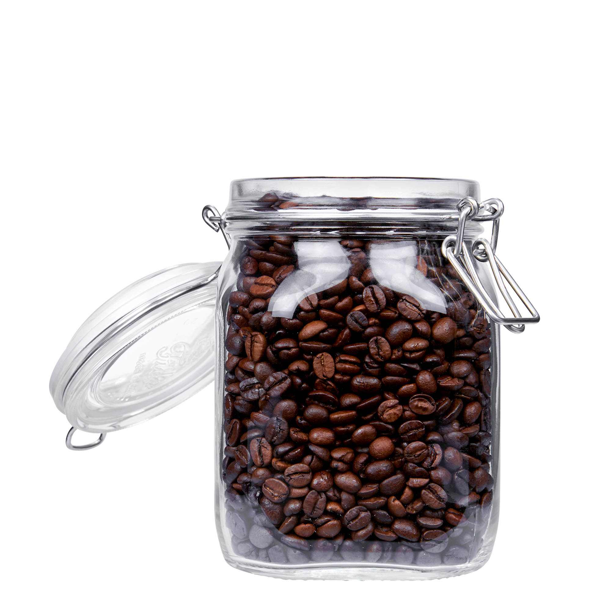 1.000 ml borcan cu clemă metalică „Fido”, pătrat, gura: închidere cu clemă metalică 1.000 ml borcan cu clemă metalică „Fido”, pătrat, gura: închidere cu clemă metalică