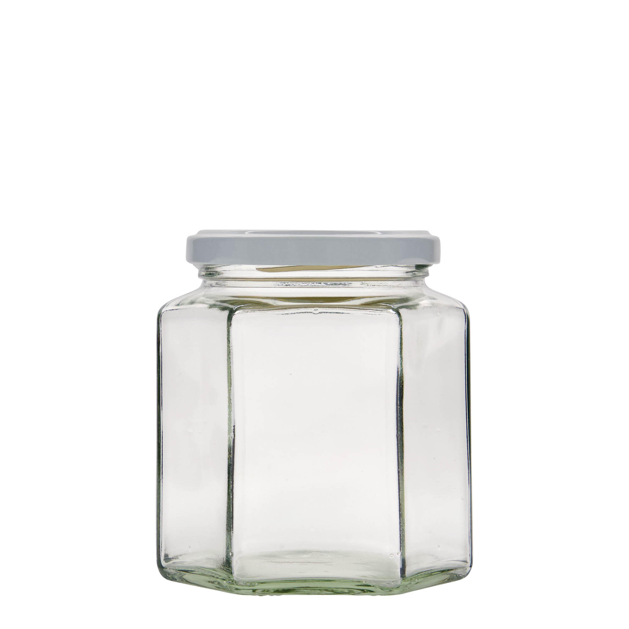 390 ml borcan hexagonal, gură: Twist-Off (TO 70) 390 ml borcan hexagonal, gură: Twist-Off (TO 70)