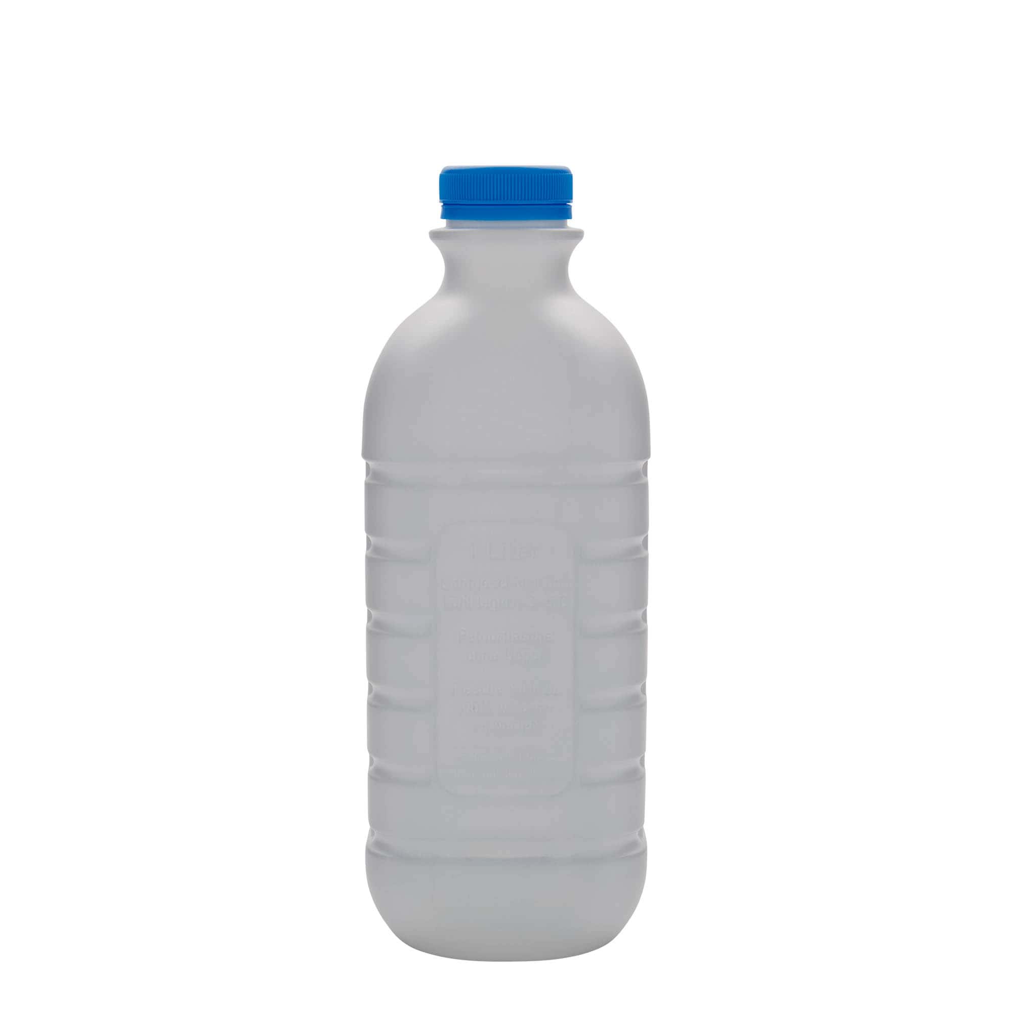 1.000 ml sticlă de lapte, dreptunghiulară, plastic HDPE, albă, gura: PEHD40
