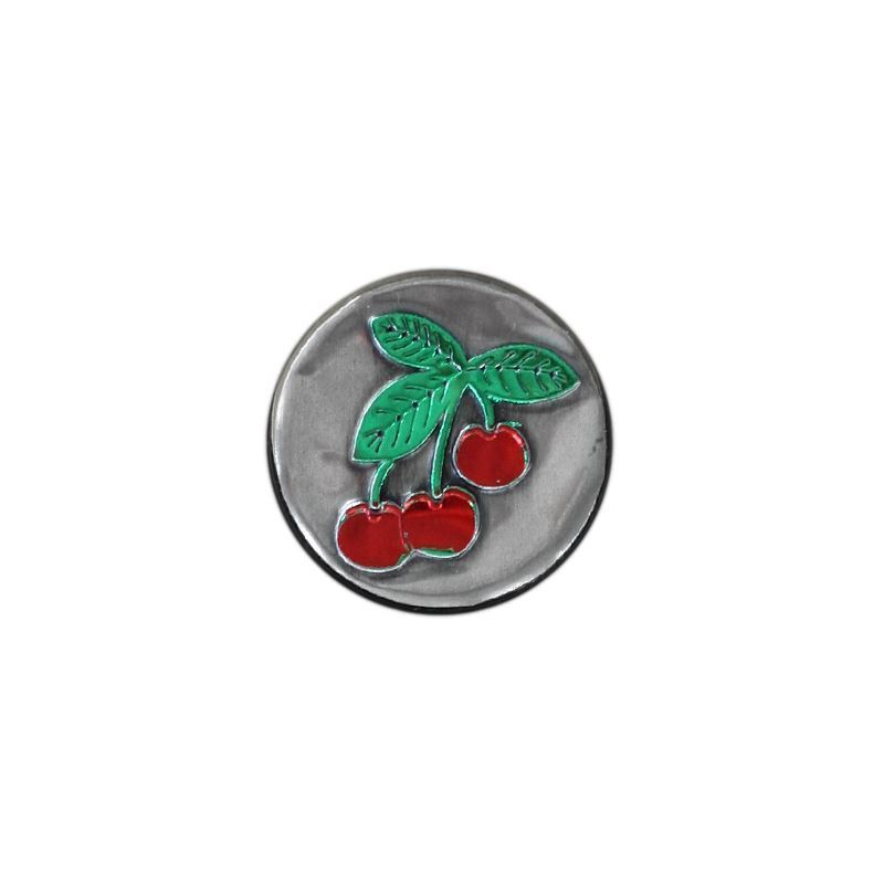 Etichetă de cositor „Cireașă”, rotundă, metal, argintiu Etichetă de cositor „Cireașă”, rotundă, metal, argintiu