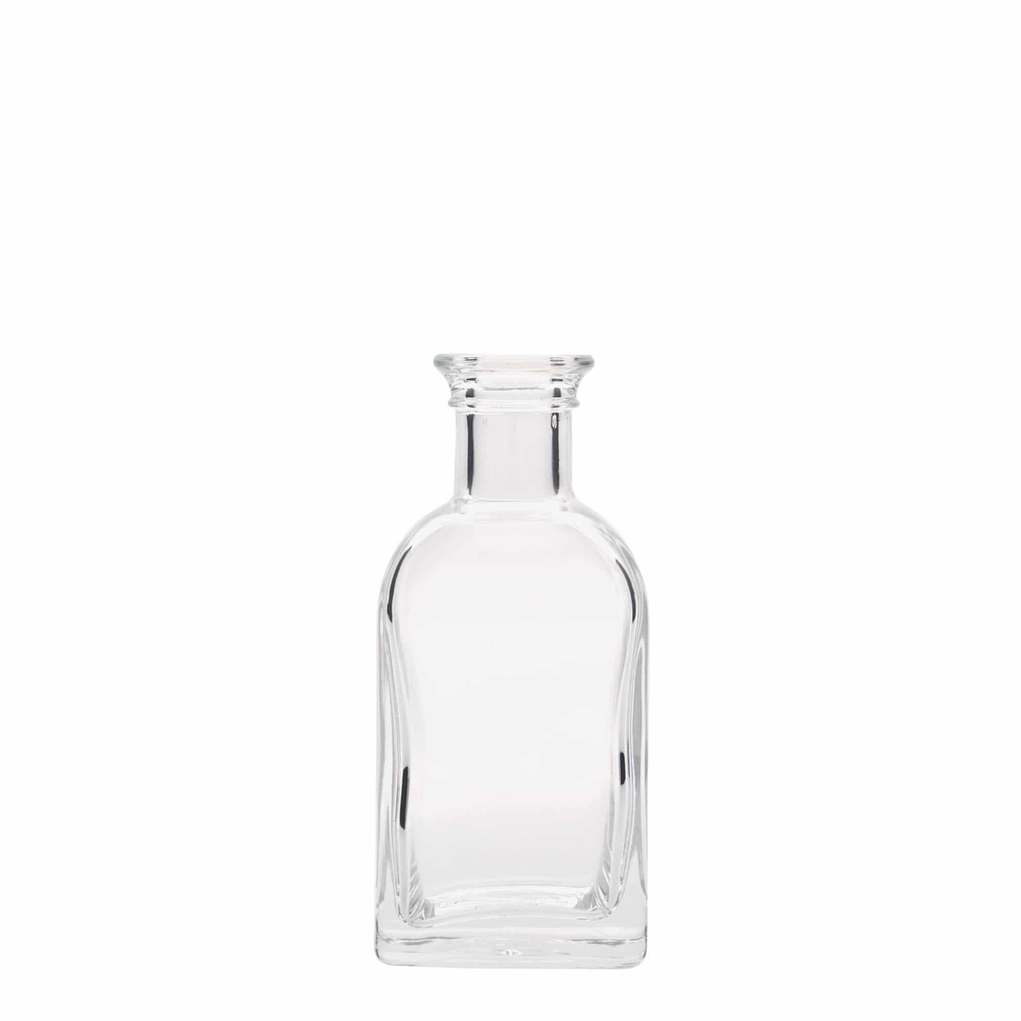 Sticlă de 100 ml, formă pătrată, Apotheker Carré, gură: dop de plută Sticlă de 100 ml, formă pătrată, Apotheker Carré, gură: dop de plută