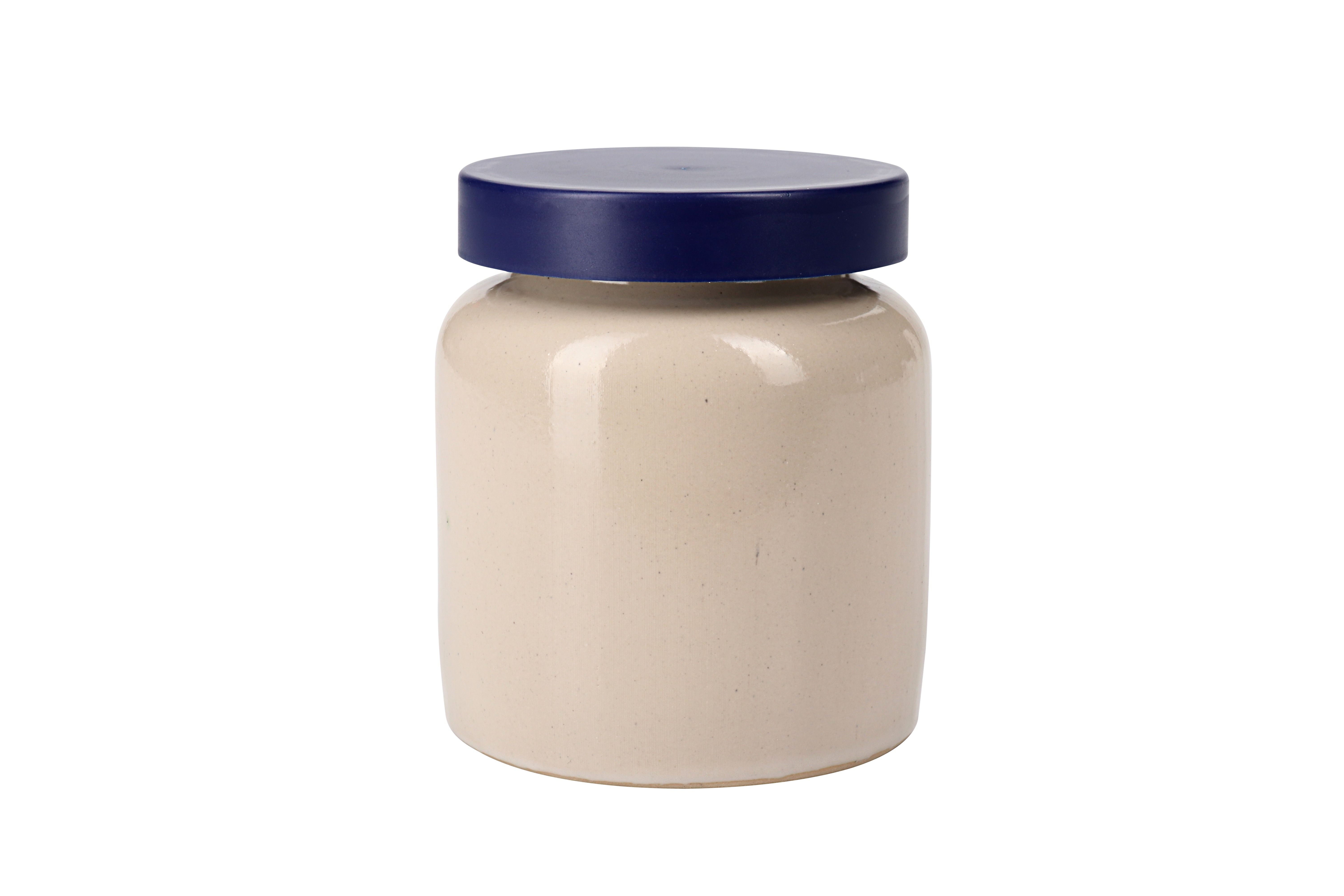 270 ml vas din ceramică de gresie, bej, gura: capac cu margine peste vas