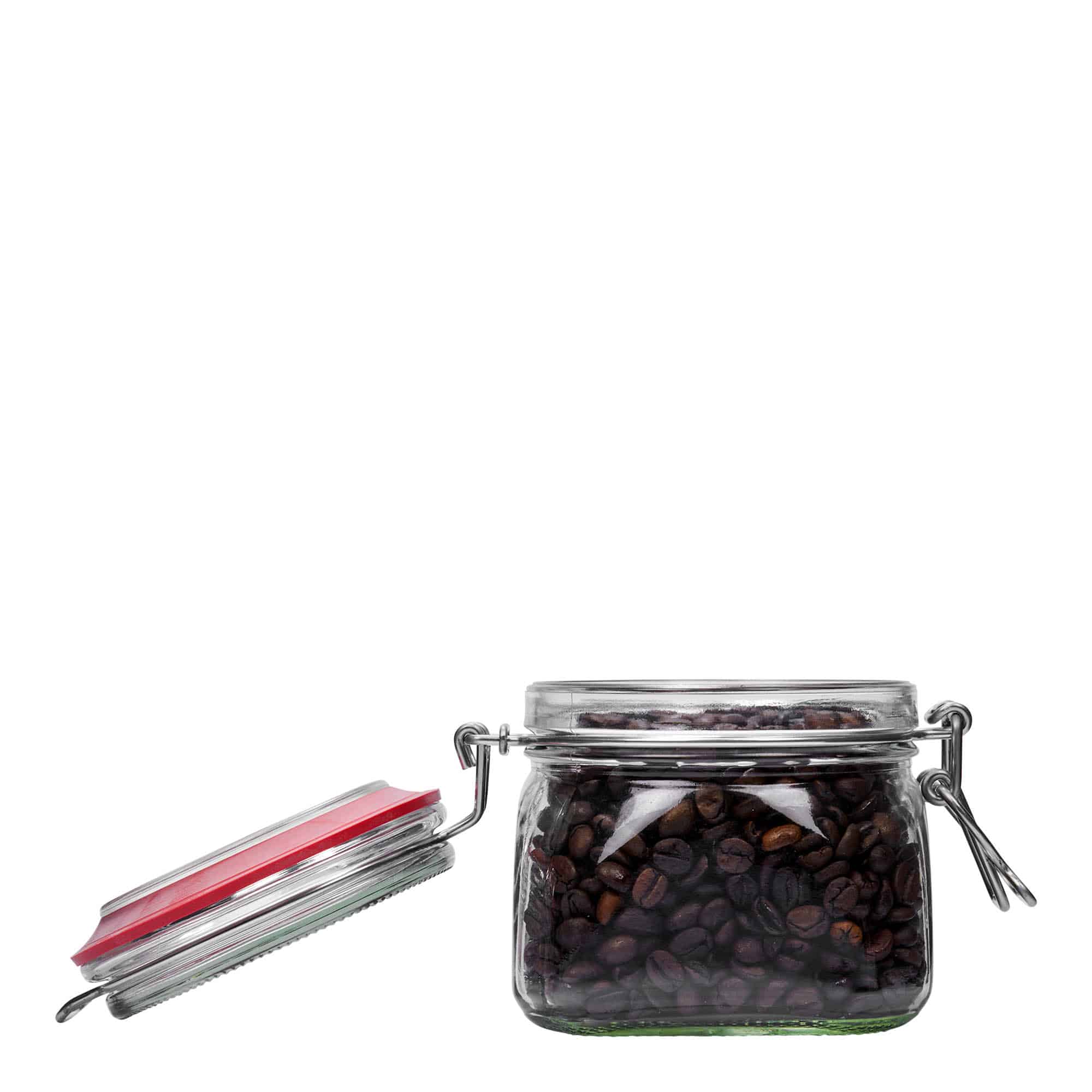 550 ml borcan pătrat cu clemă metalică, deschidere: închidere cu clemă metalică