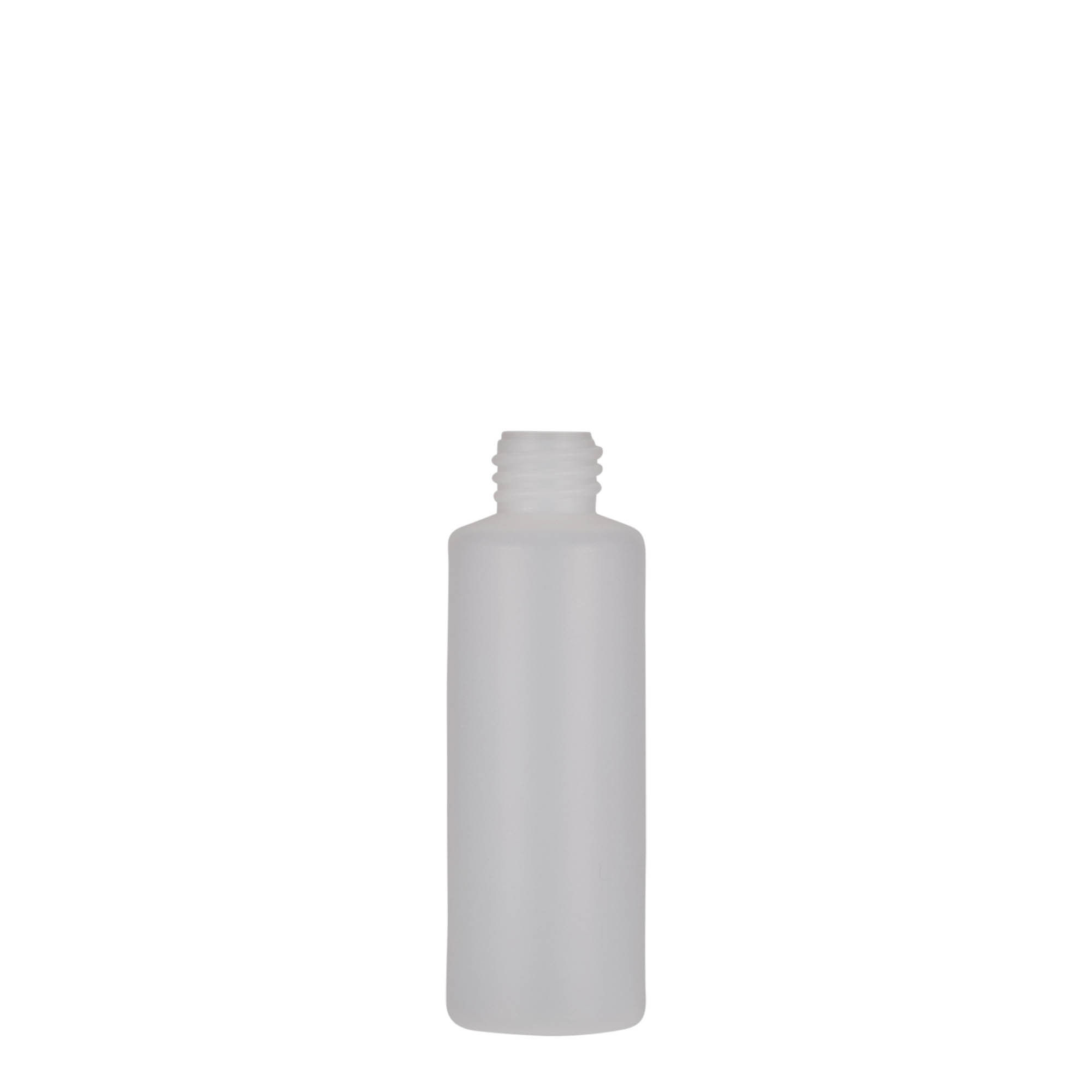 Flacon rotund de 50 ml, plastic PE, natural, gât: capac cu filet
