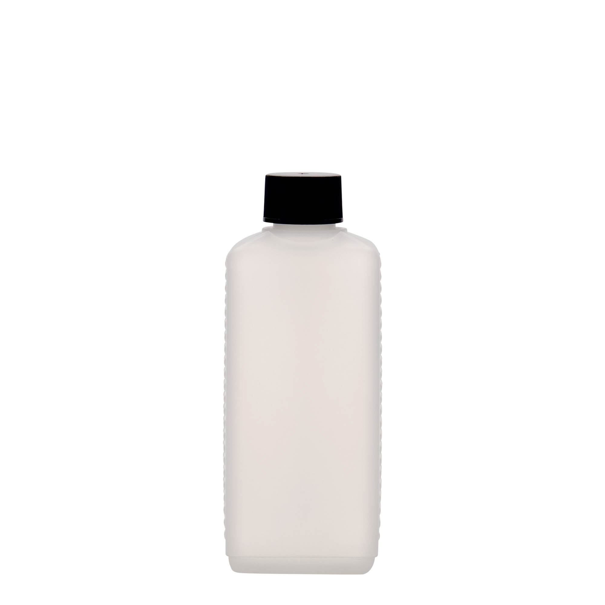 250 ml bidon dreptunghiular, plastic HDPE, natural, gura: DIN 25 EPE