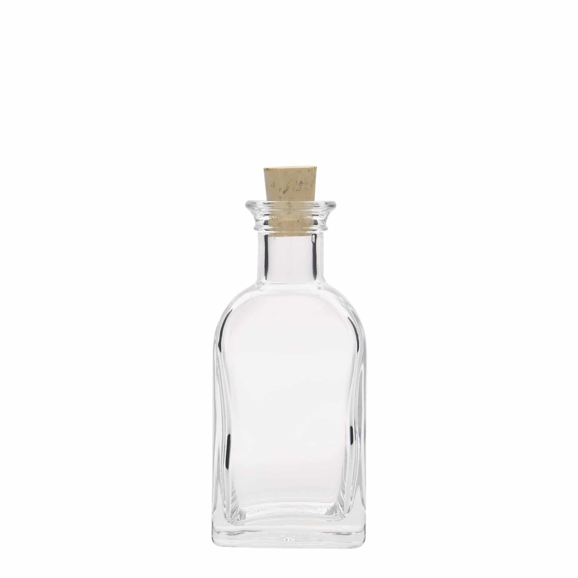 Sticlă de 100 ml, formă pătrată, Apotheker Carré, gură: dop de plută