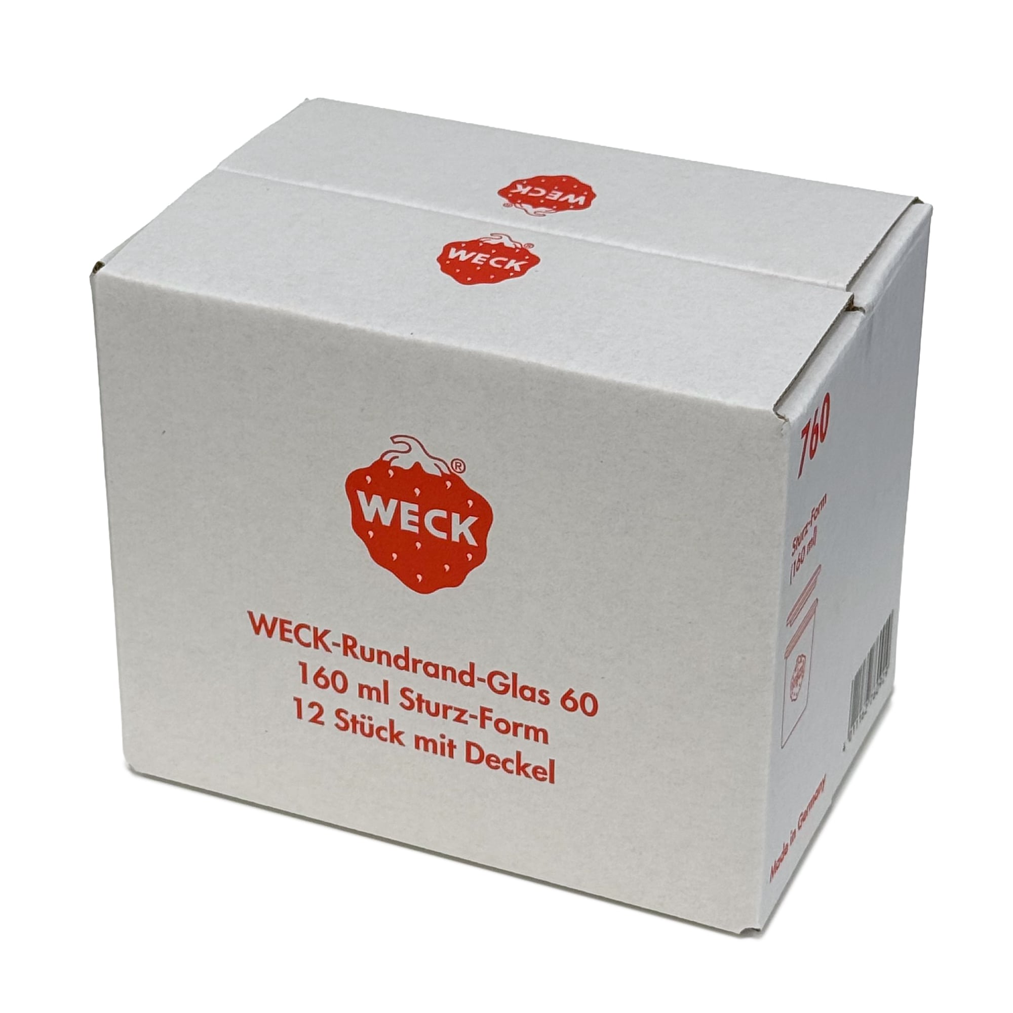 12x 160 ml borcan WECK cu gura largă cu capac de sticlă RR 60