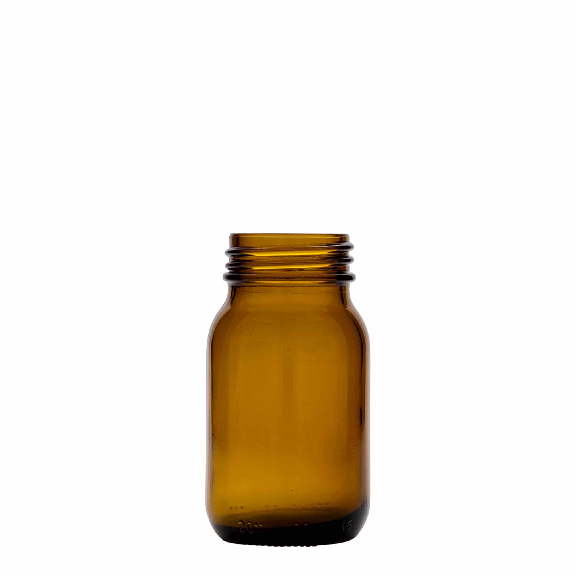 100 ml borcan cu gât larg, maro, gură: DIN 40