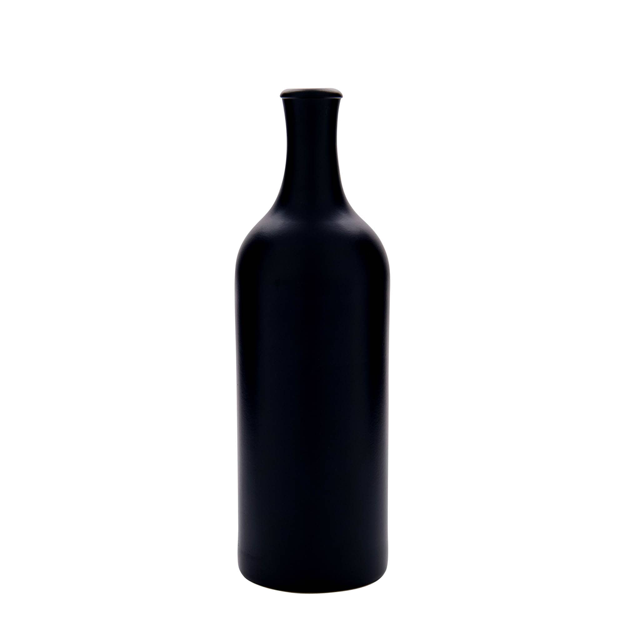 750 ml ulcior de lut cu gât lung, ceramică, negru, gură: plută